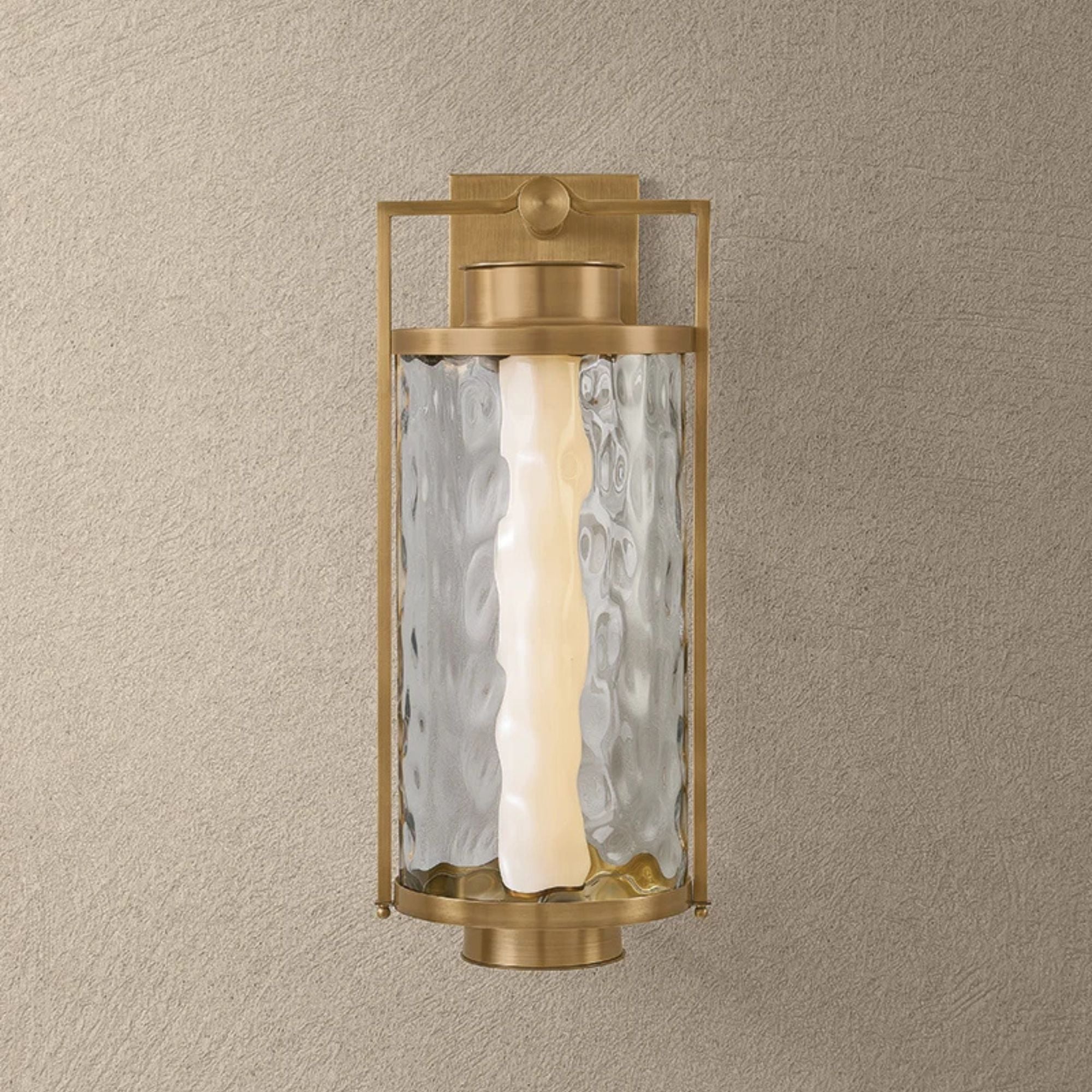 Troy Haddock 22.5 in. Wall Sconce, Patina Brass with Clear Optic Glass