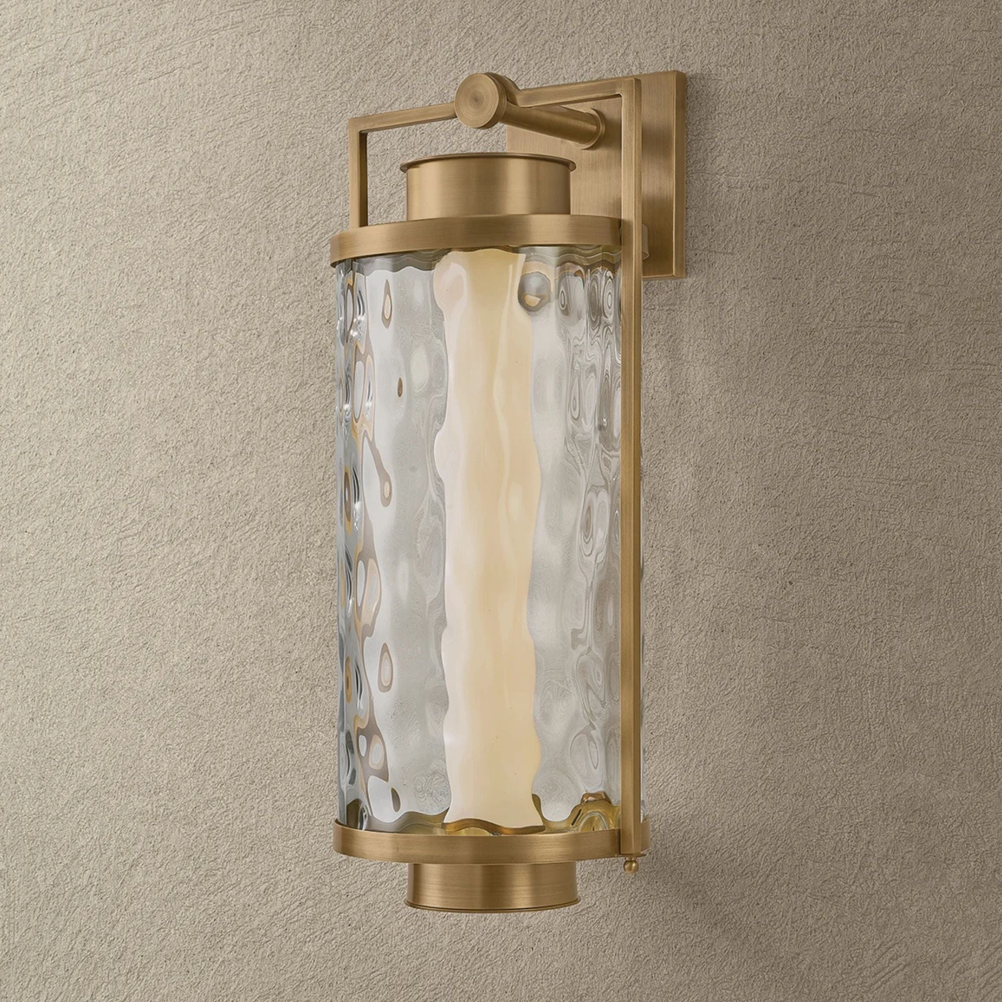 Troy Haddock 22.5 in. Wall Sconce, Patina Brass with Clear Optic Glass