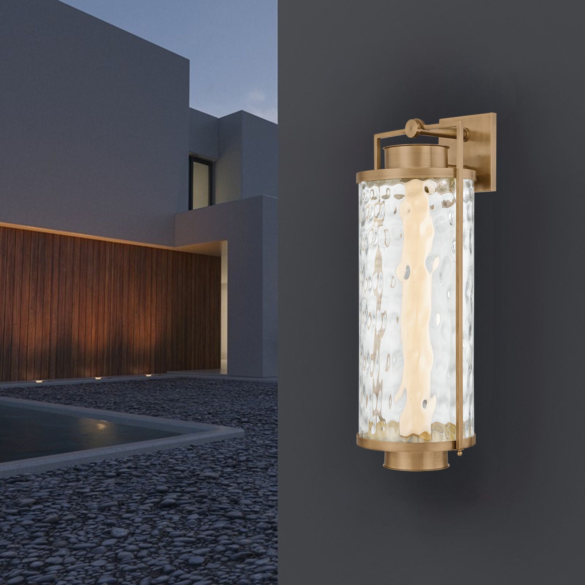 Troy Haddock 28 in. Wall Sconce, Patina Brass with Clear Optic Glass