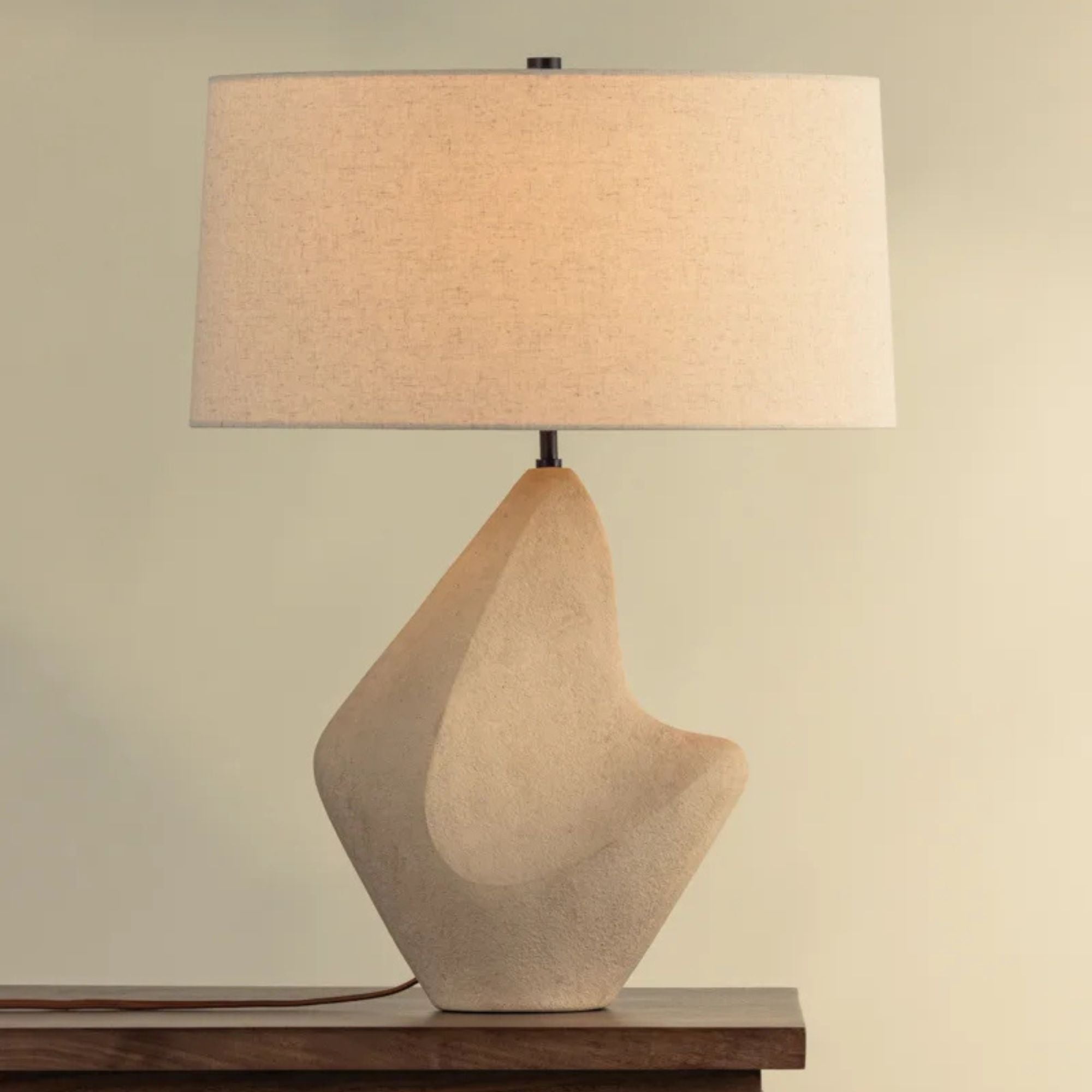 Huntly 27" Table Lamp, Bronze/Ceramic Ivory Breakstone Finish