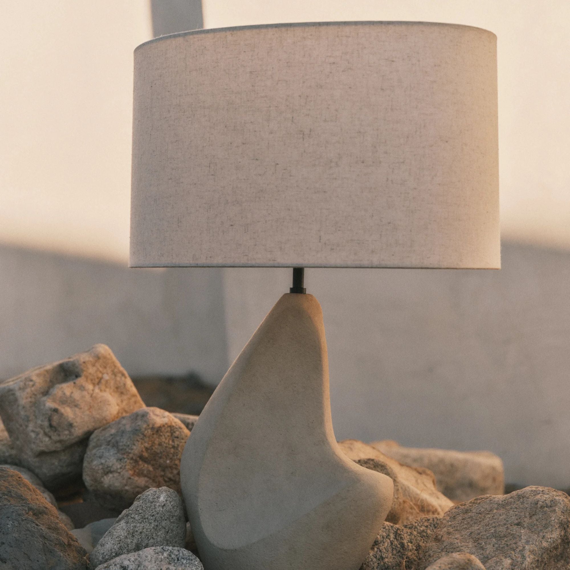 Huntly 27" Table Lamp, Bronze/Ceramic Ivory Breakstone Finish