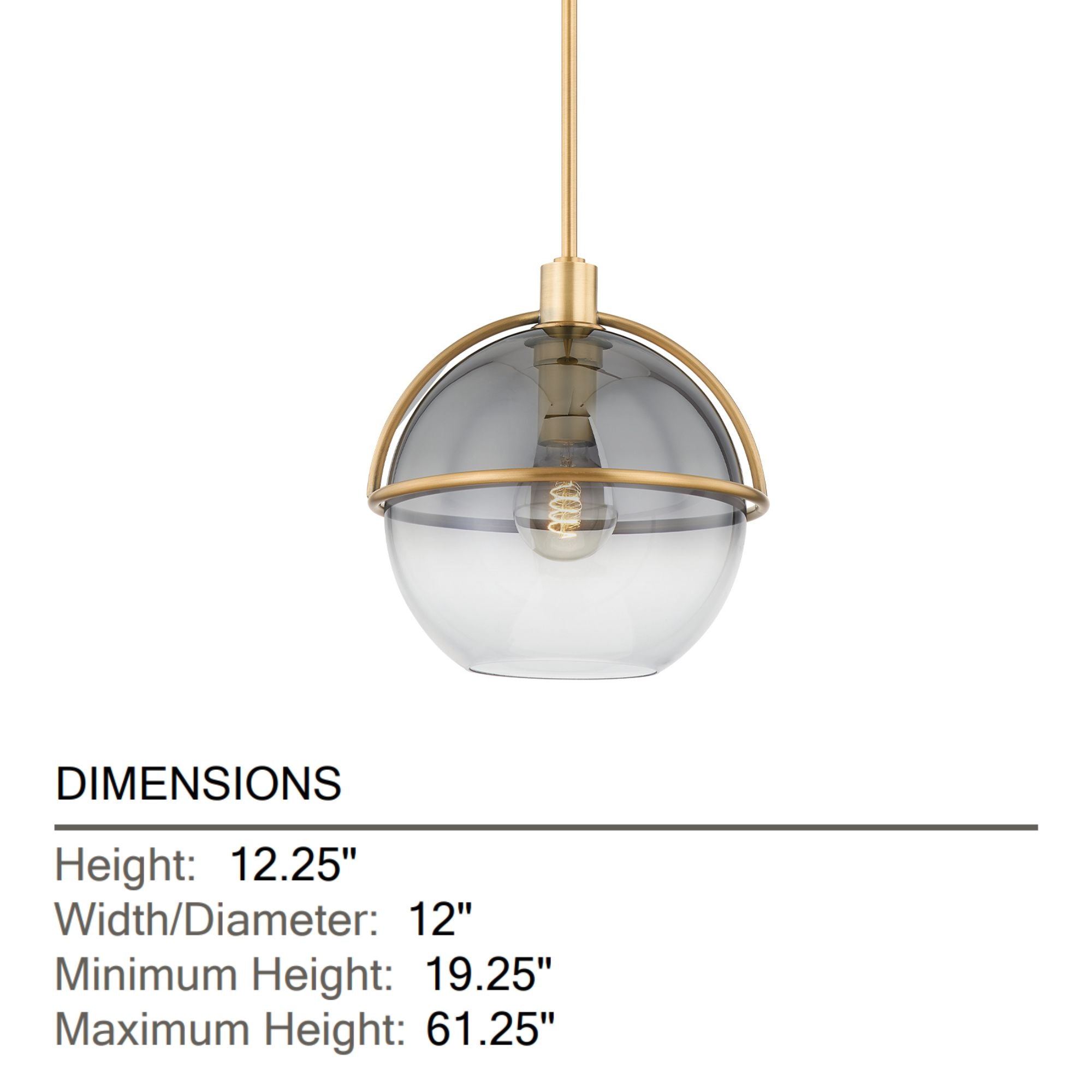 Ivins 12" Pendant, Patina Brass Finish