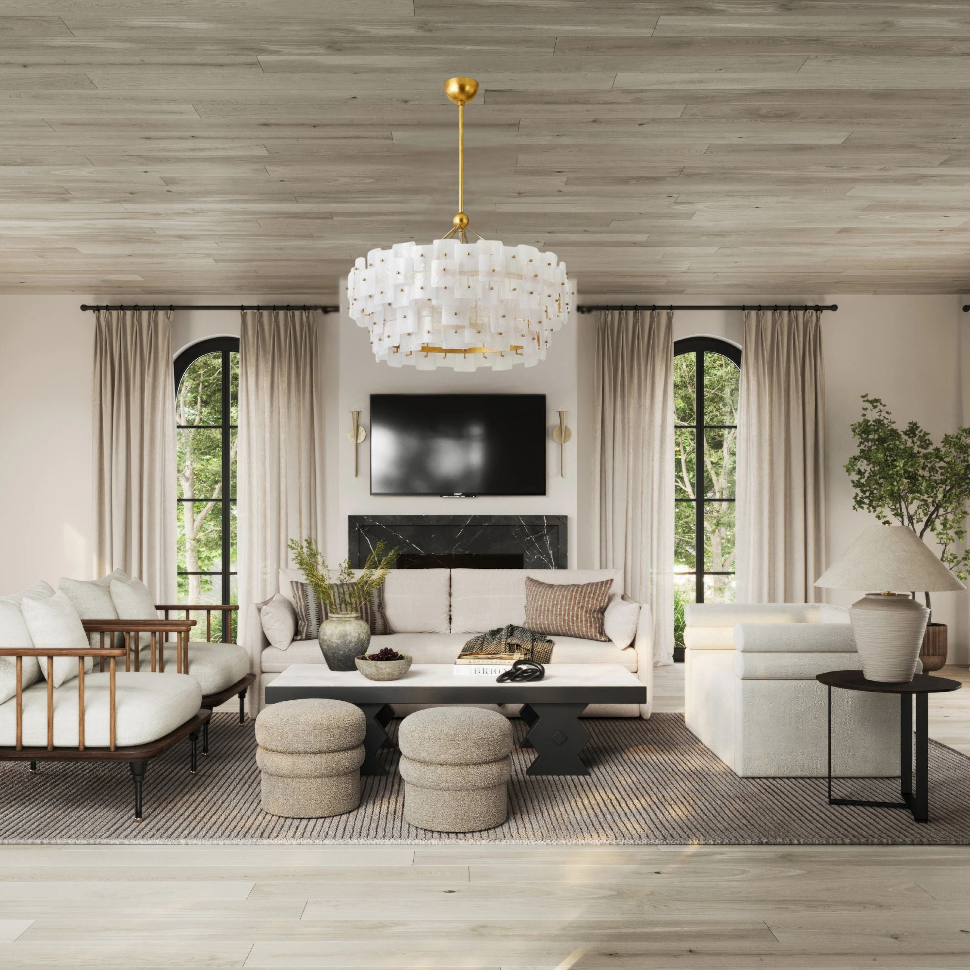 Jacik 36" 8-Light Chandelier, Vintage Gold Leaf Finish