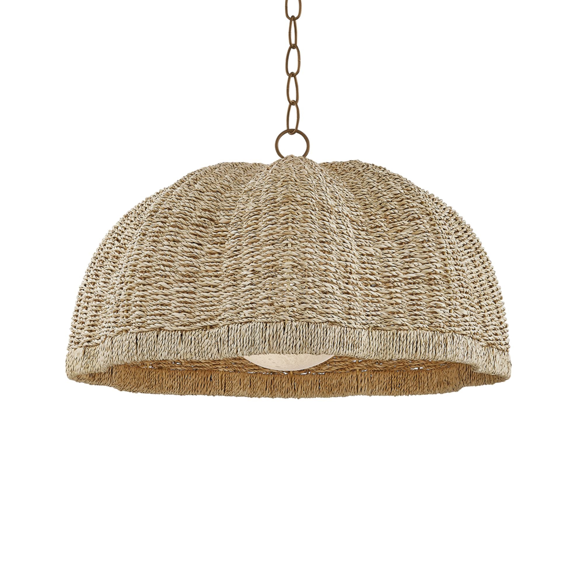 Troy Jack Pendant Light, Patina Brass with Natural Woven Shade