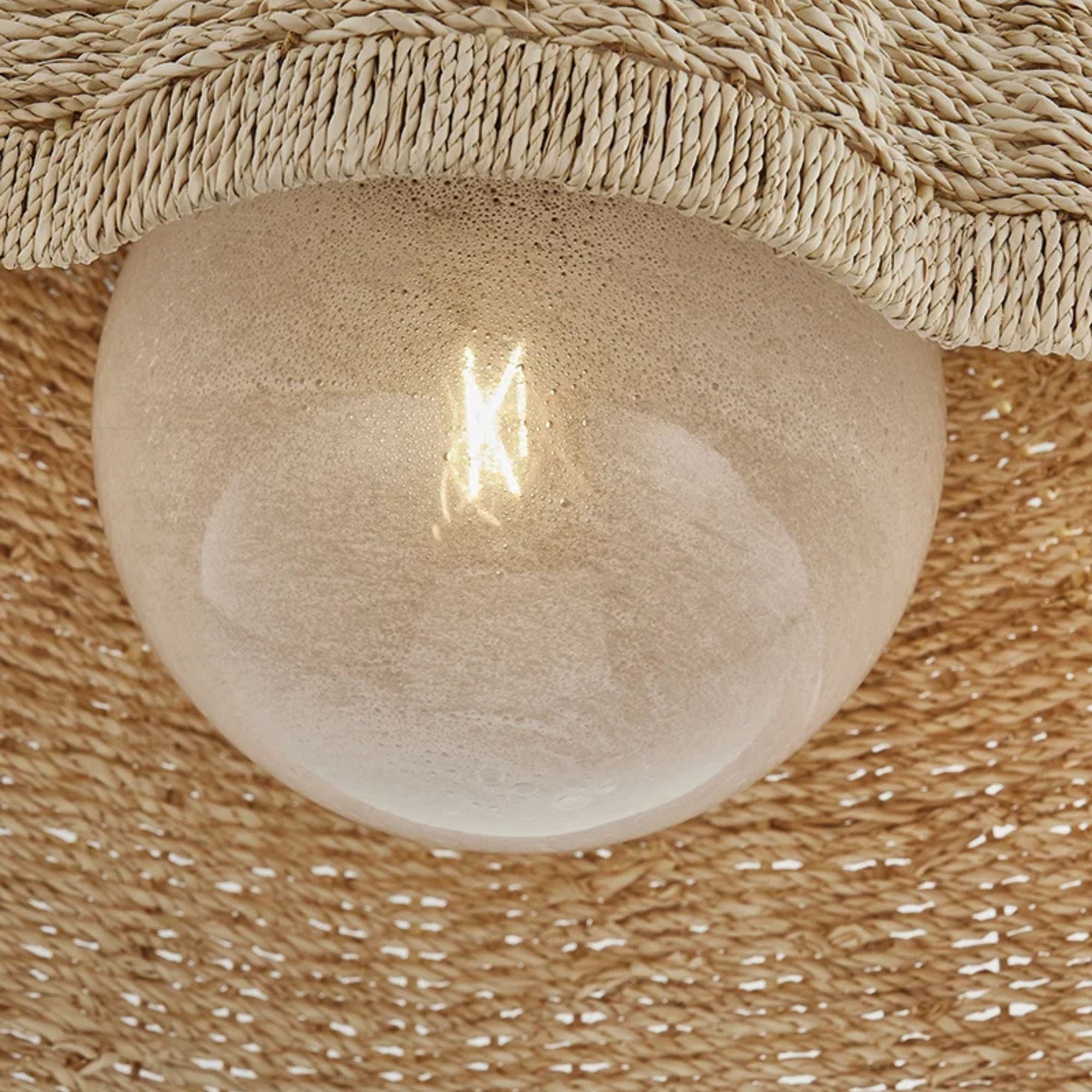 Troy Jack Pendant Light, Patina Brass with Natural Woven Shade