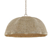 Troy Jack Pendant Light, Patina Brass with Natural Woven Shade