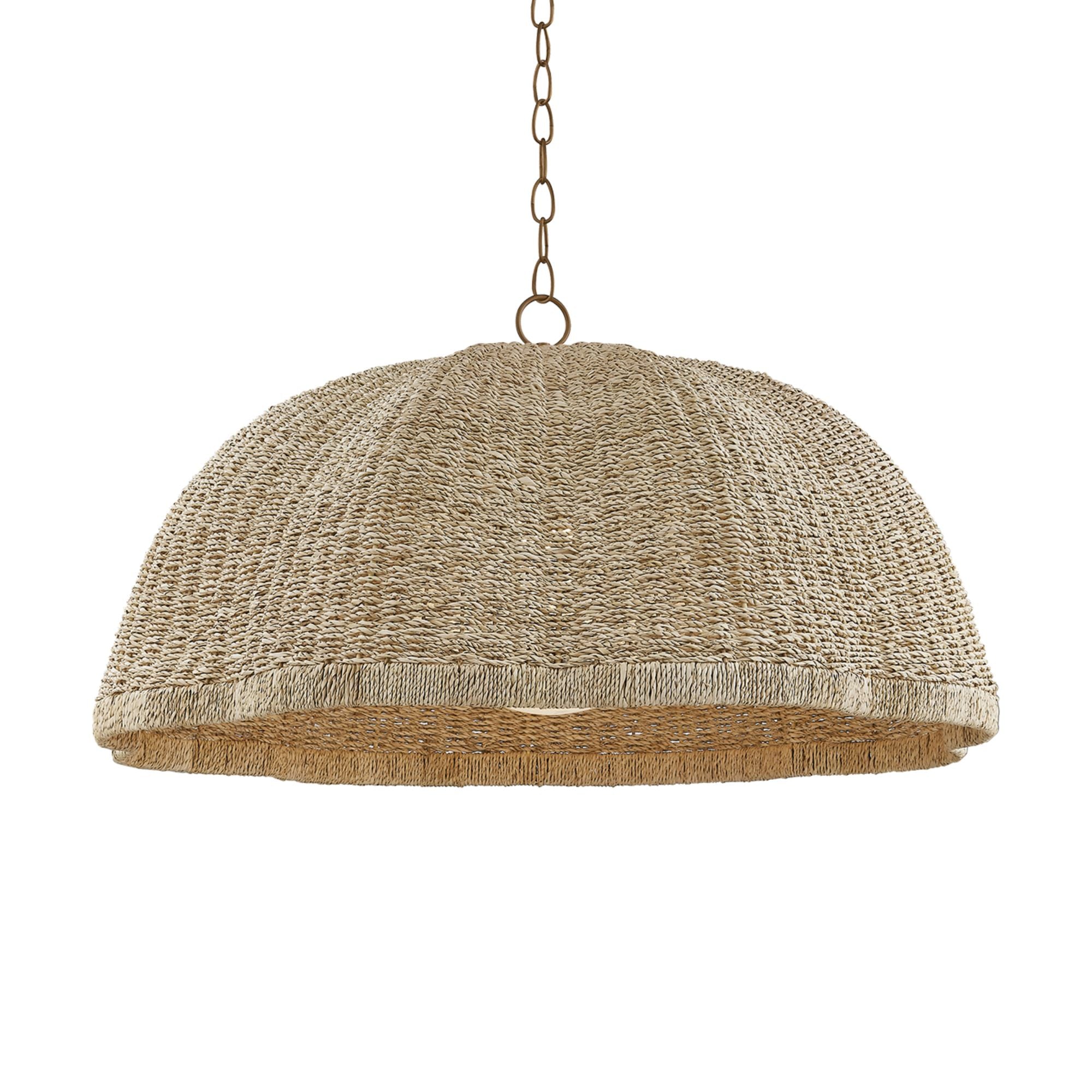 Troy Jack Pendant Light, Patina Brass with Natural Woven Shade