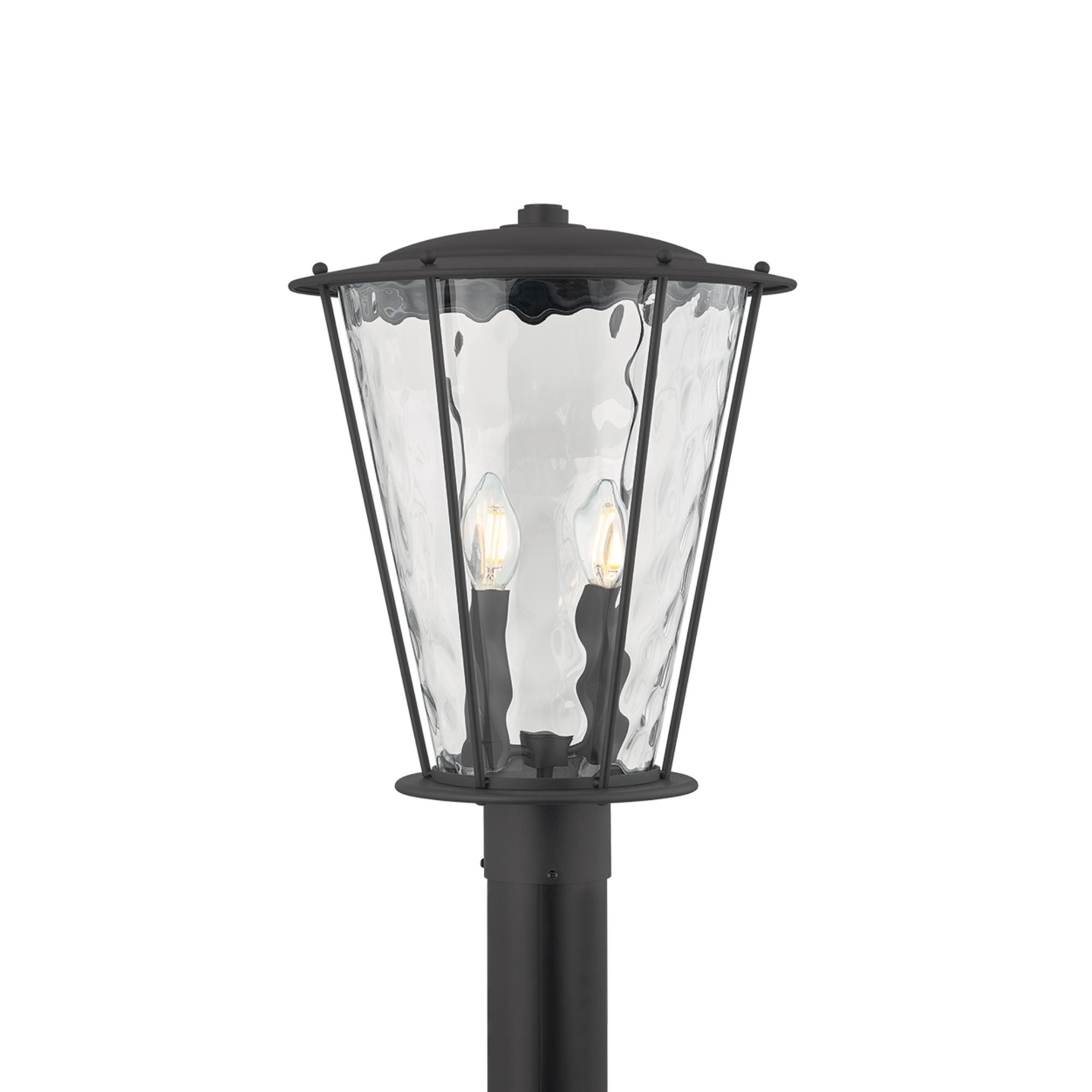 Troy Jantzen 14.5 in. 2-Light Outdoor Post Light, Texture Black with Clear Optic Glass