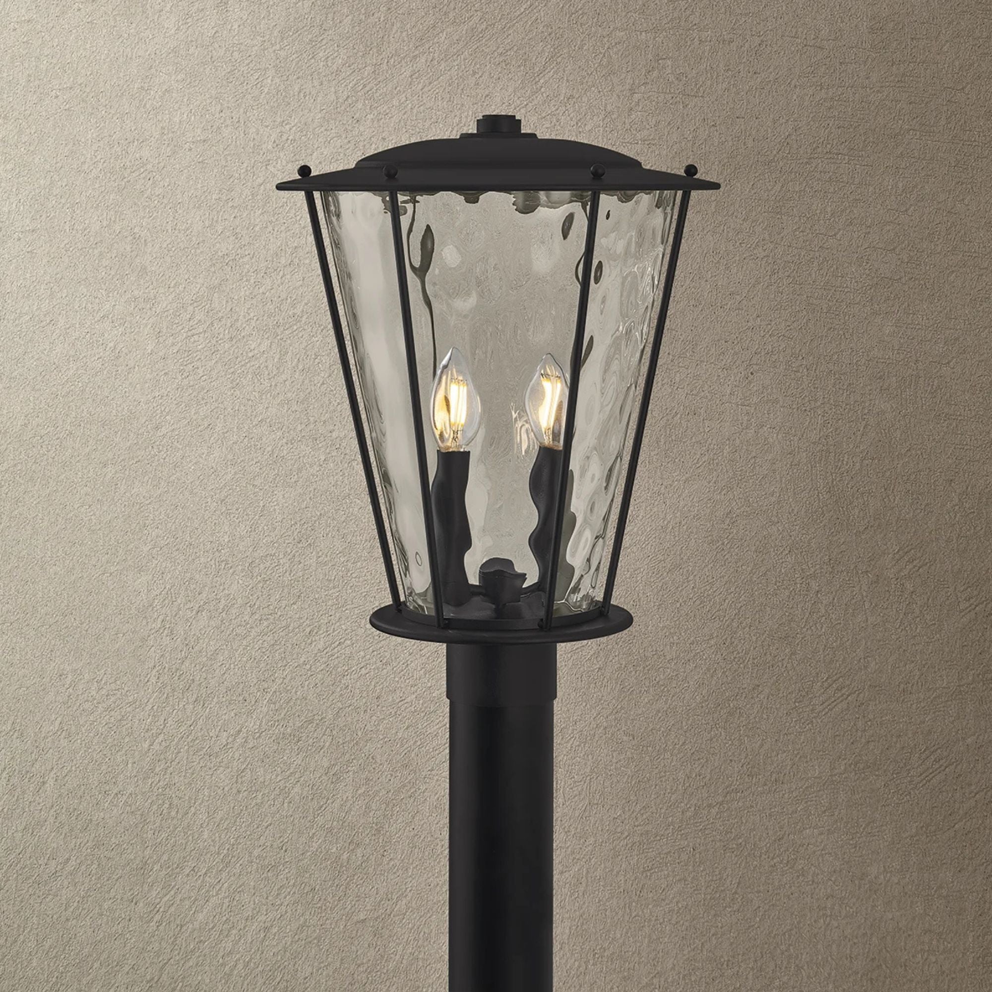 Troy Jantzen 14.5 in. 2-Light Outdoor Post Light, Texture Black with Clear Optic Glass