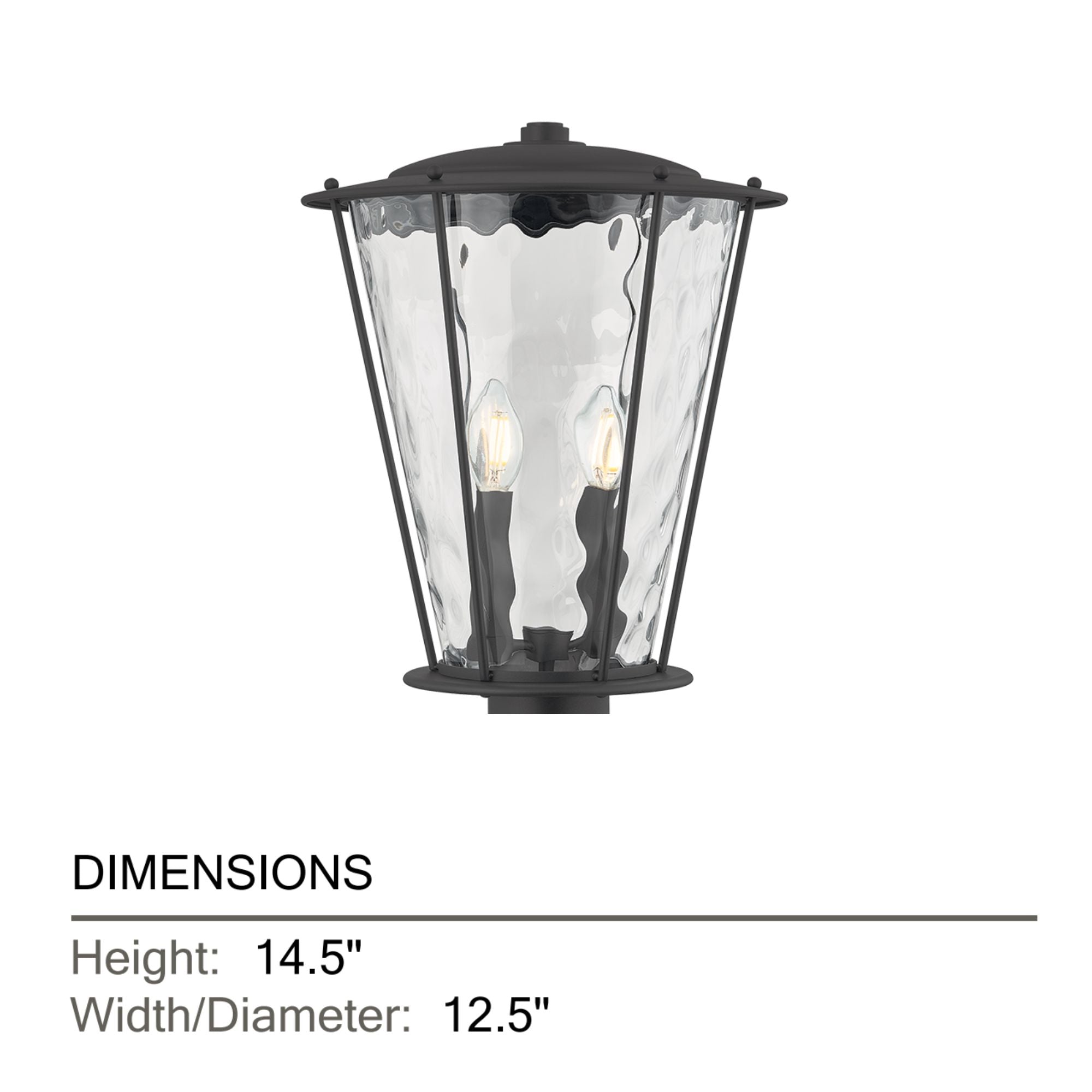 Troy Jantzen 14.5 in. 2-Light Outdoor Post Light, Texture Black with Clear Optic Glass