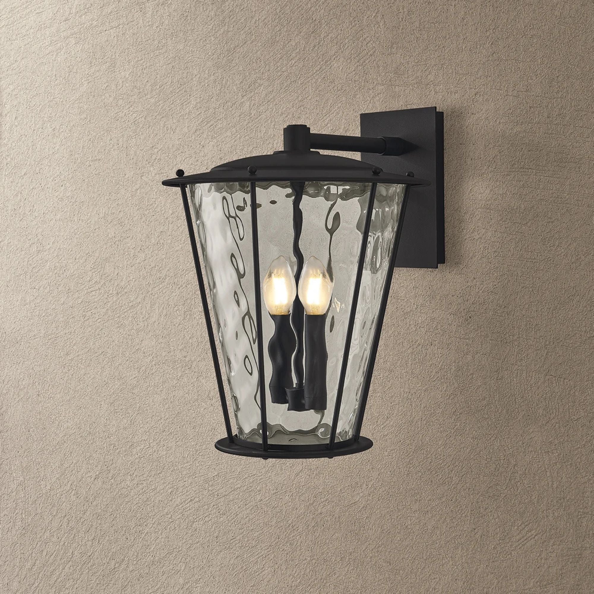 Troy Jantzen 16.5 in. 2-Light Wall Sconce, Texture Black with Clear Optic Glass