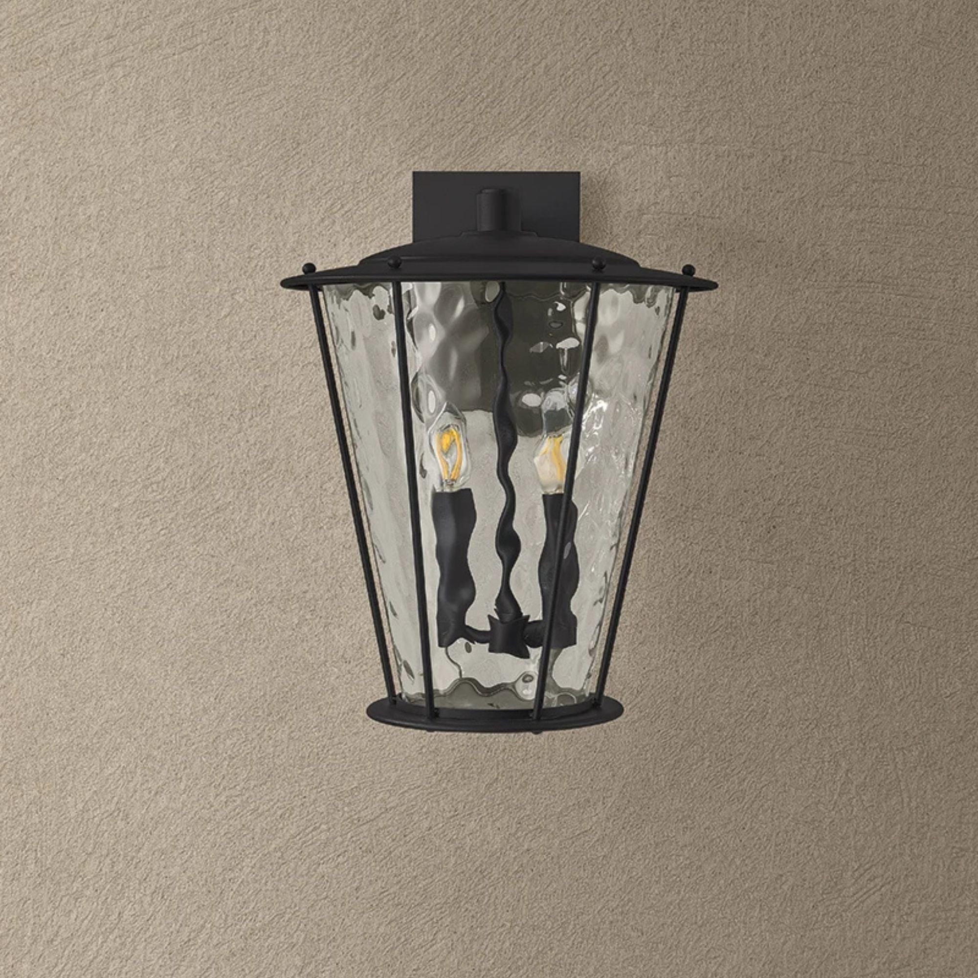 Troy Jantzen 16.5 in. 2-Light Wall Sconce, Texture Black with Clear Optic Glass