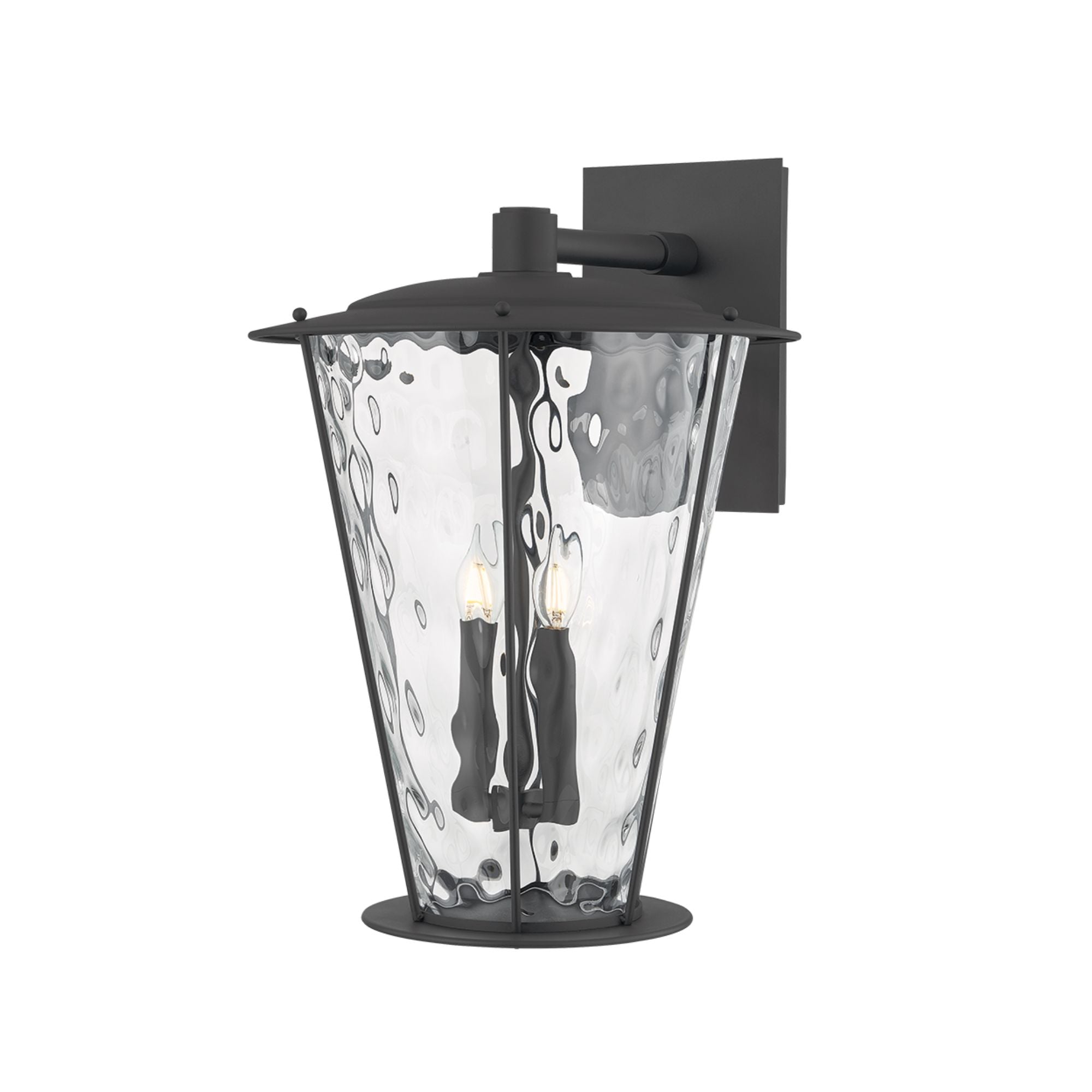 Troy Jantzen 21.5 in. 2-Light Wall Sconce, Texture Black with Clear Optic Glass