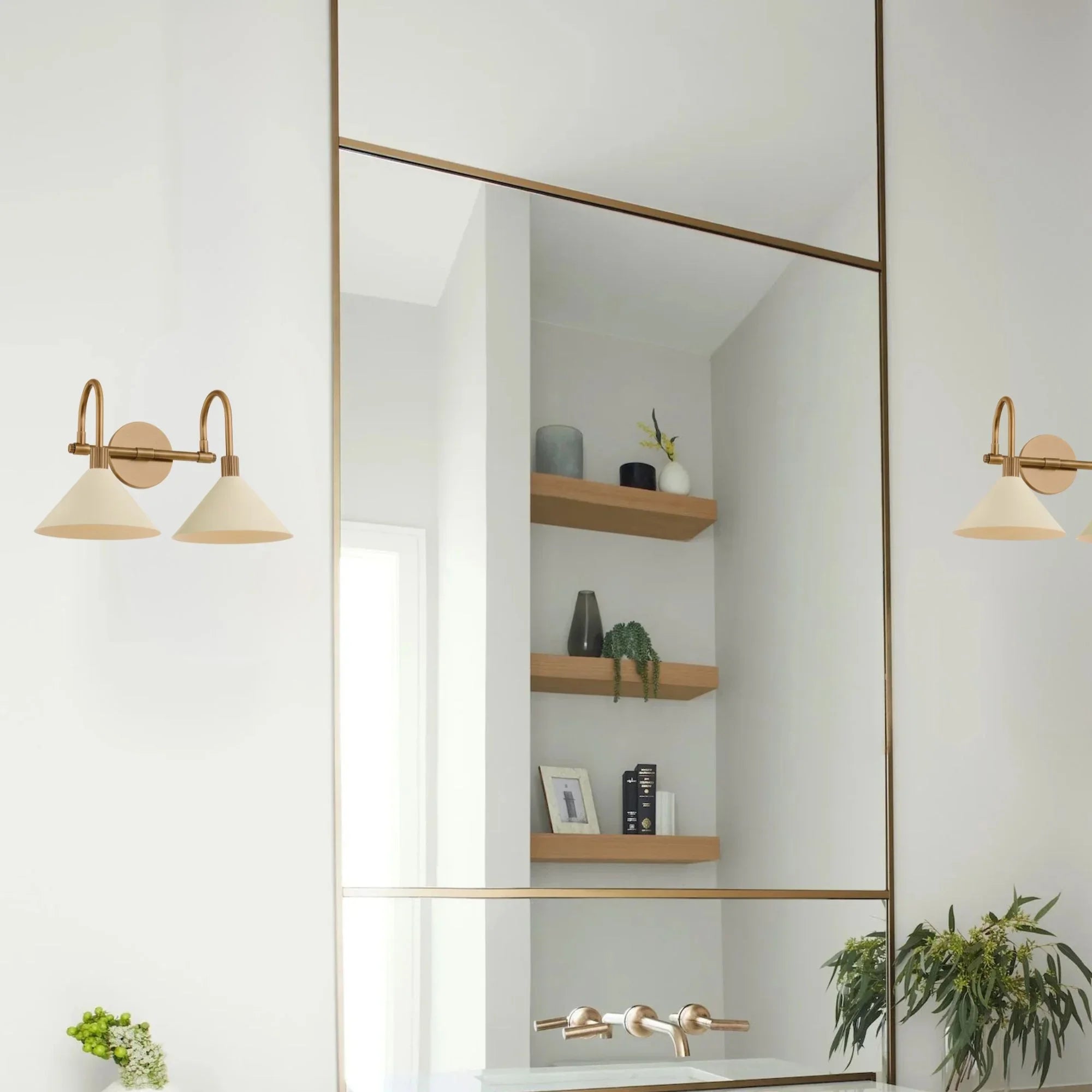 Jovani 17" 2-Light Bath Vanity, Patina Brass/Soft Sand Finish