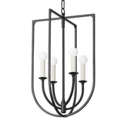 Kael 23" 4-Light Hangining Lantern, Black Iron Finish