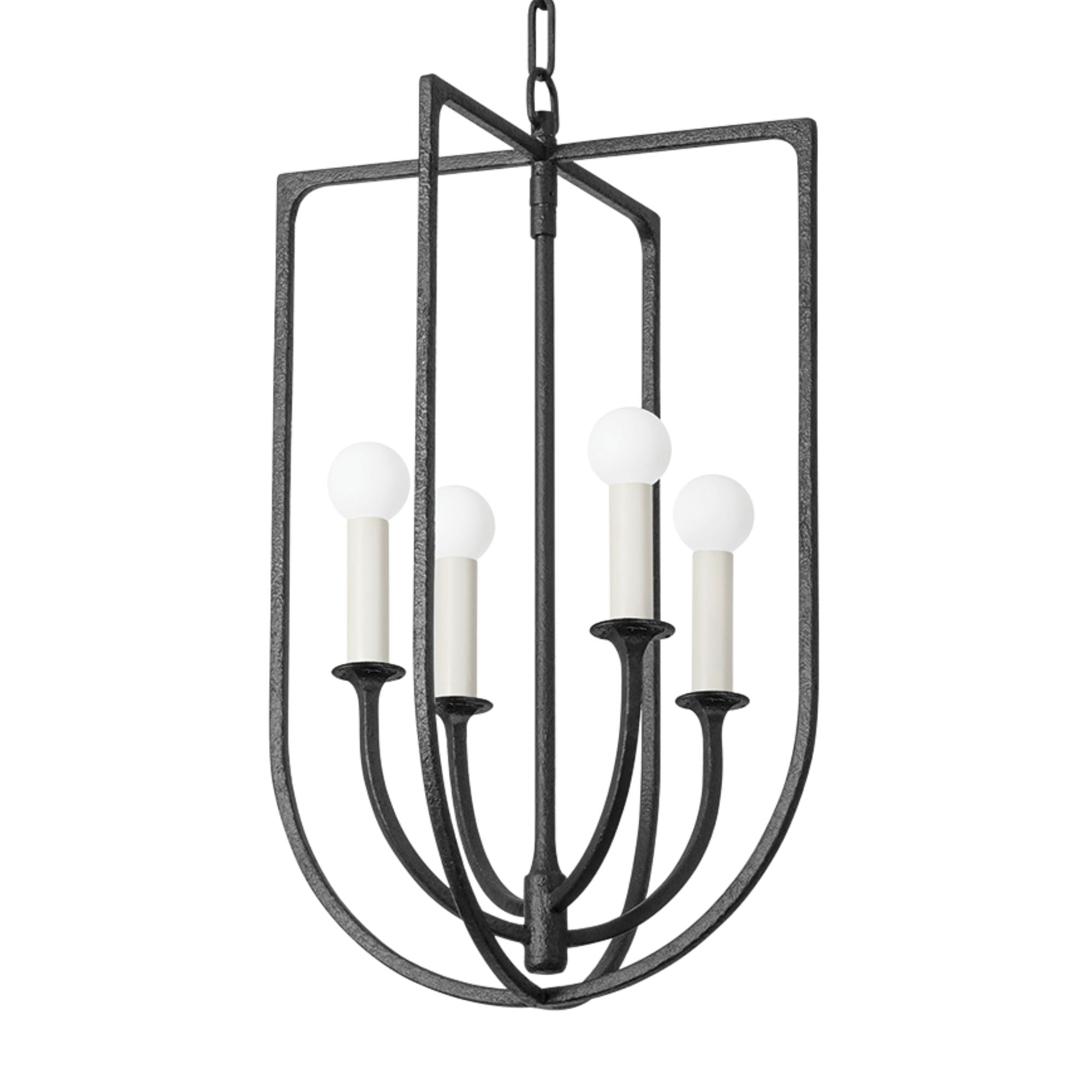 Kael 23" 4-Light Hangining Lantern, Black Iron Finish