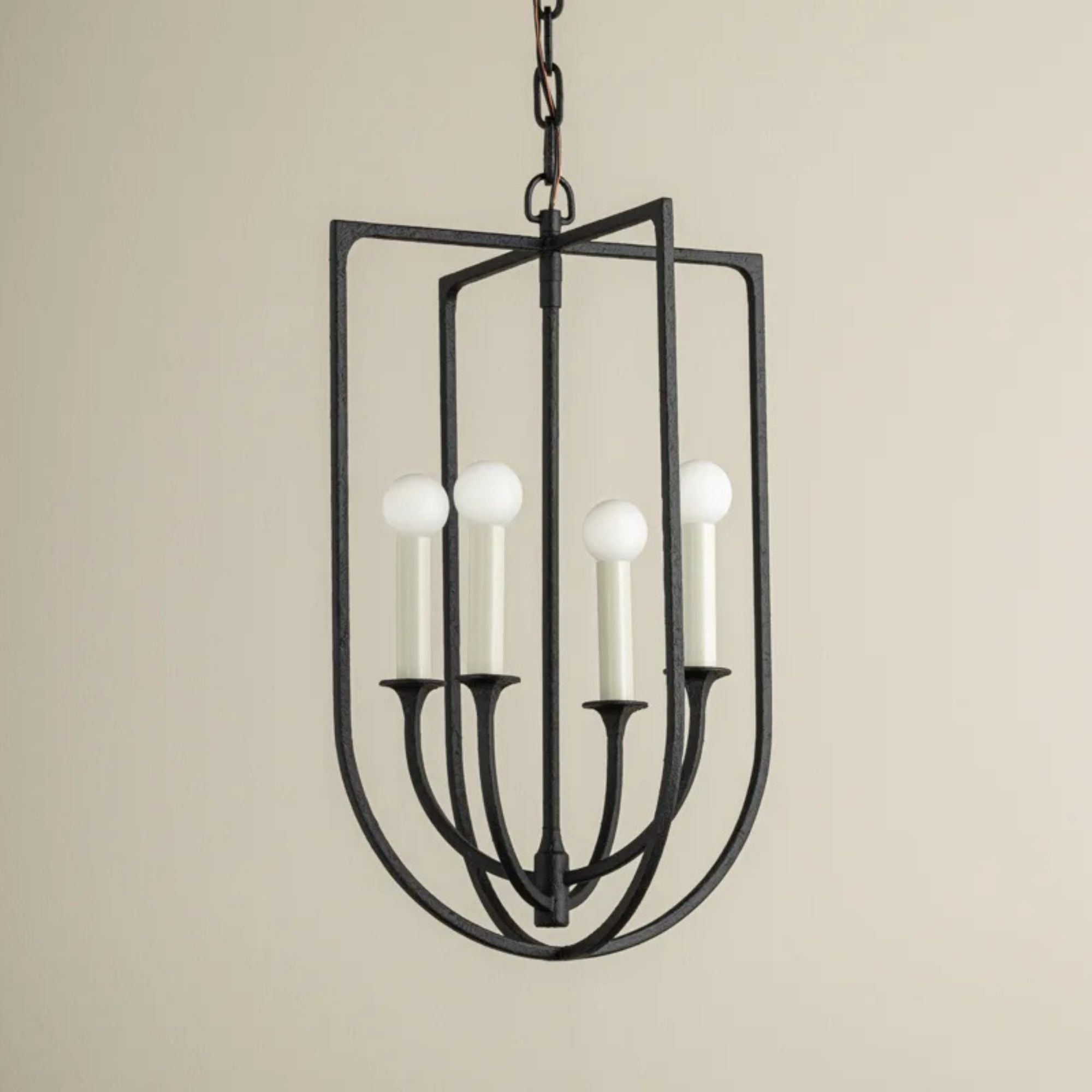 Kael 23" 4-Light Hangining Lantern, Black Iron Finish