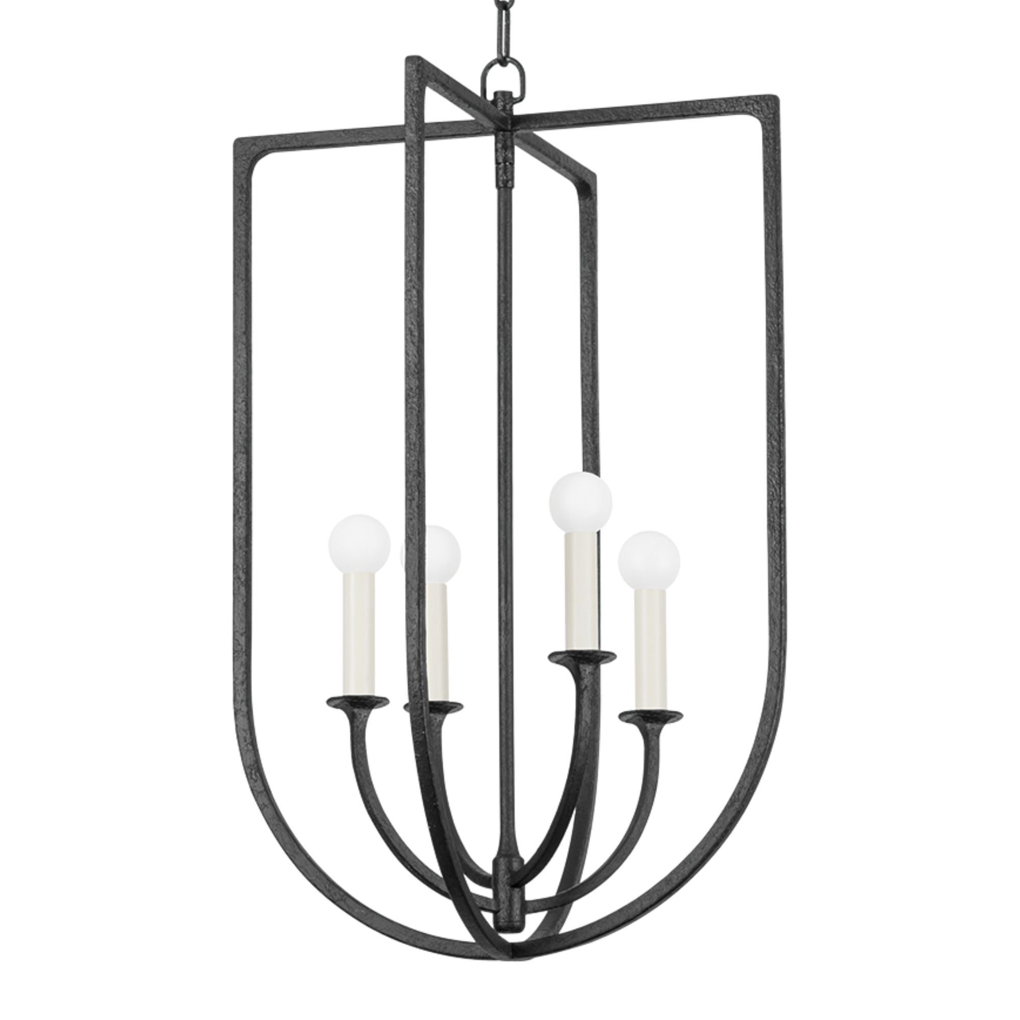 Kael 29" 4-Light Hangining Lantern, Black Iron Finish
