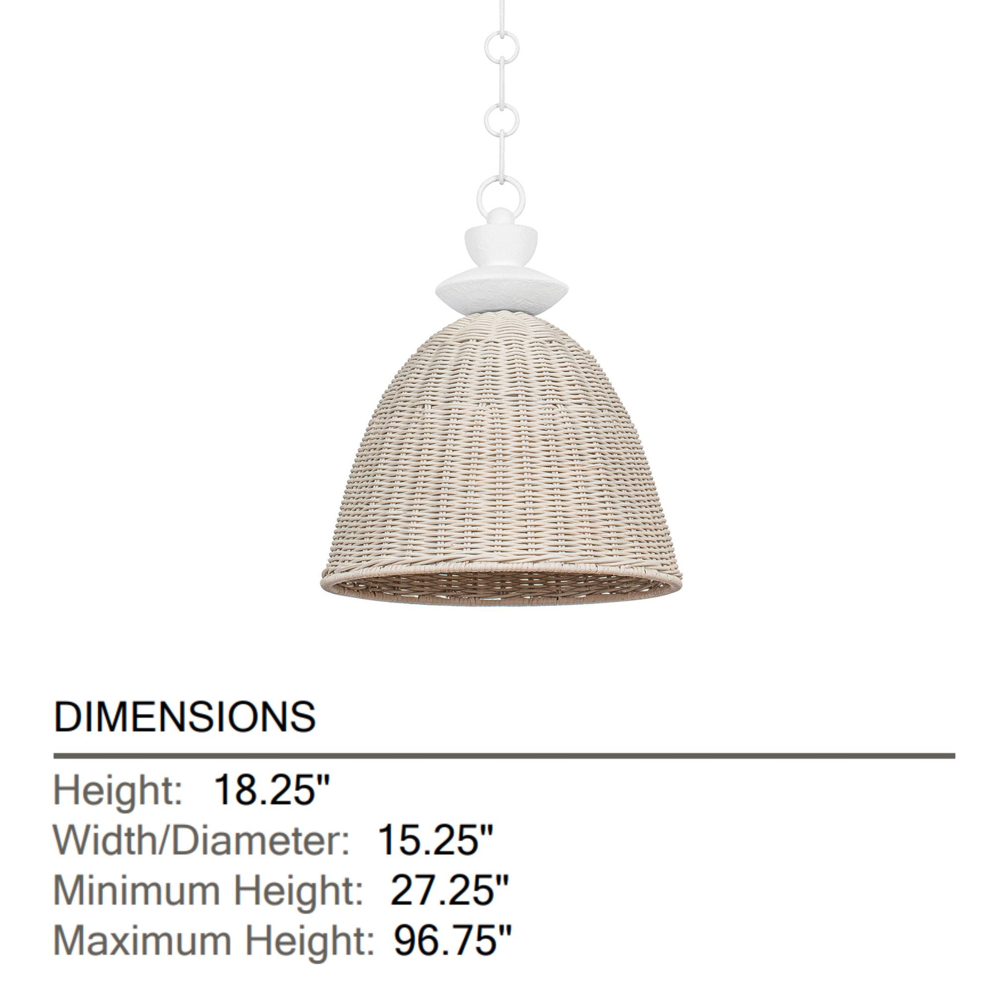 Kahn 18" Pendant, Gesso White Finish