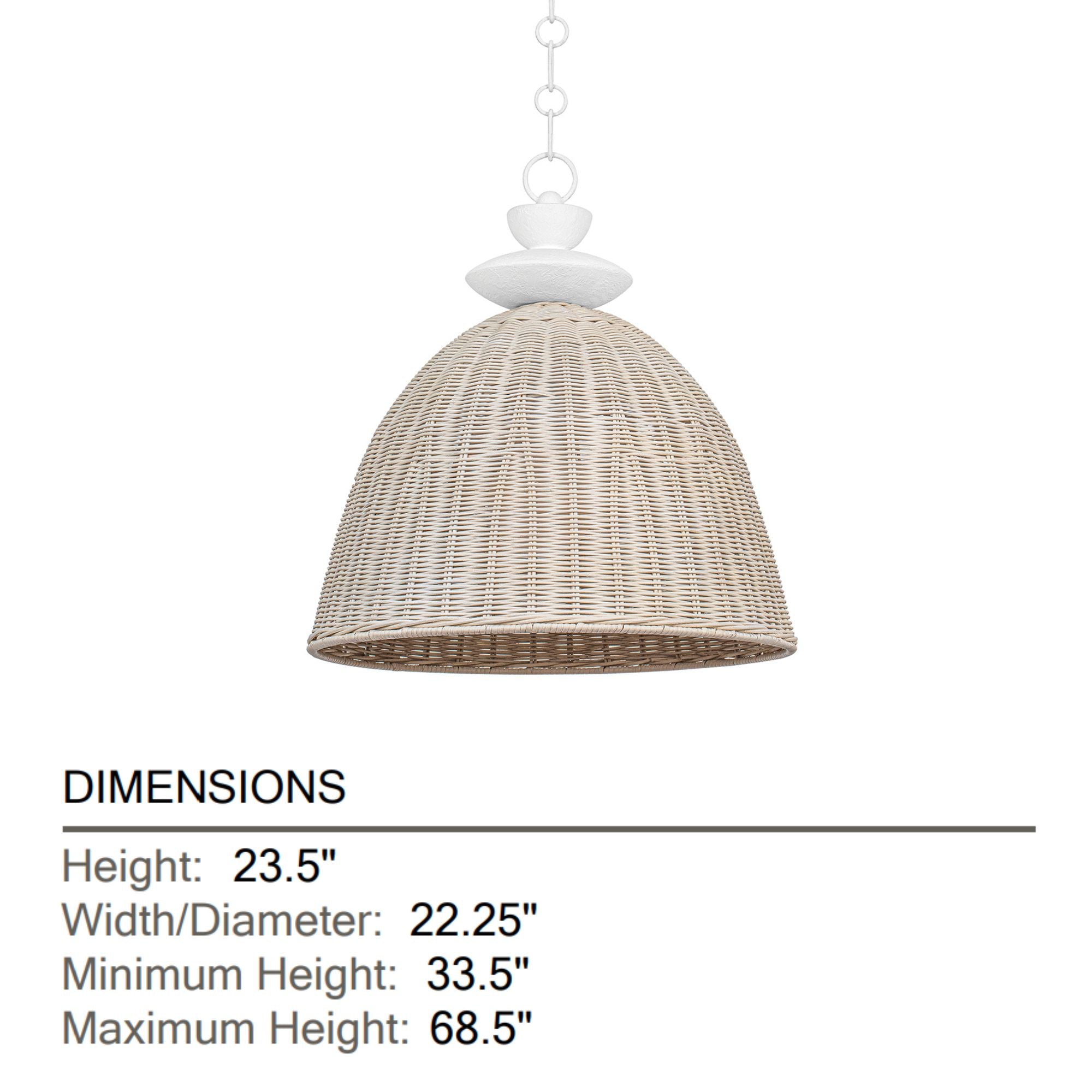 Kahn 24" Pendant, Gesso White Finish