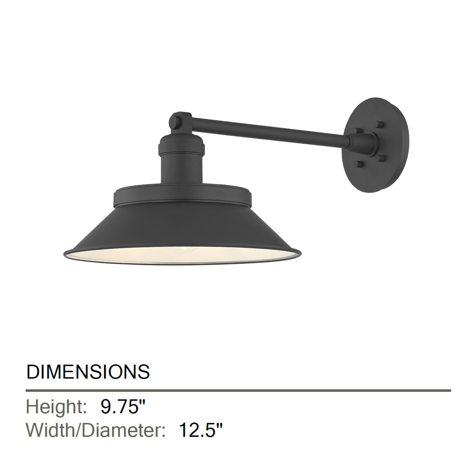 Kaspars 9.75in Wall Sconce, Texture Black & Soft Black with Metal Shade