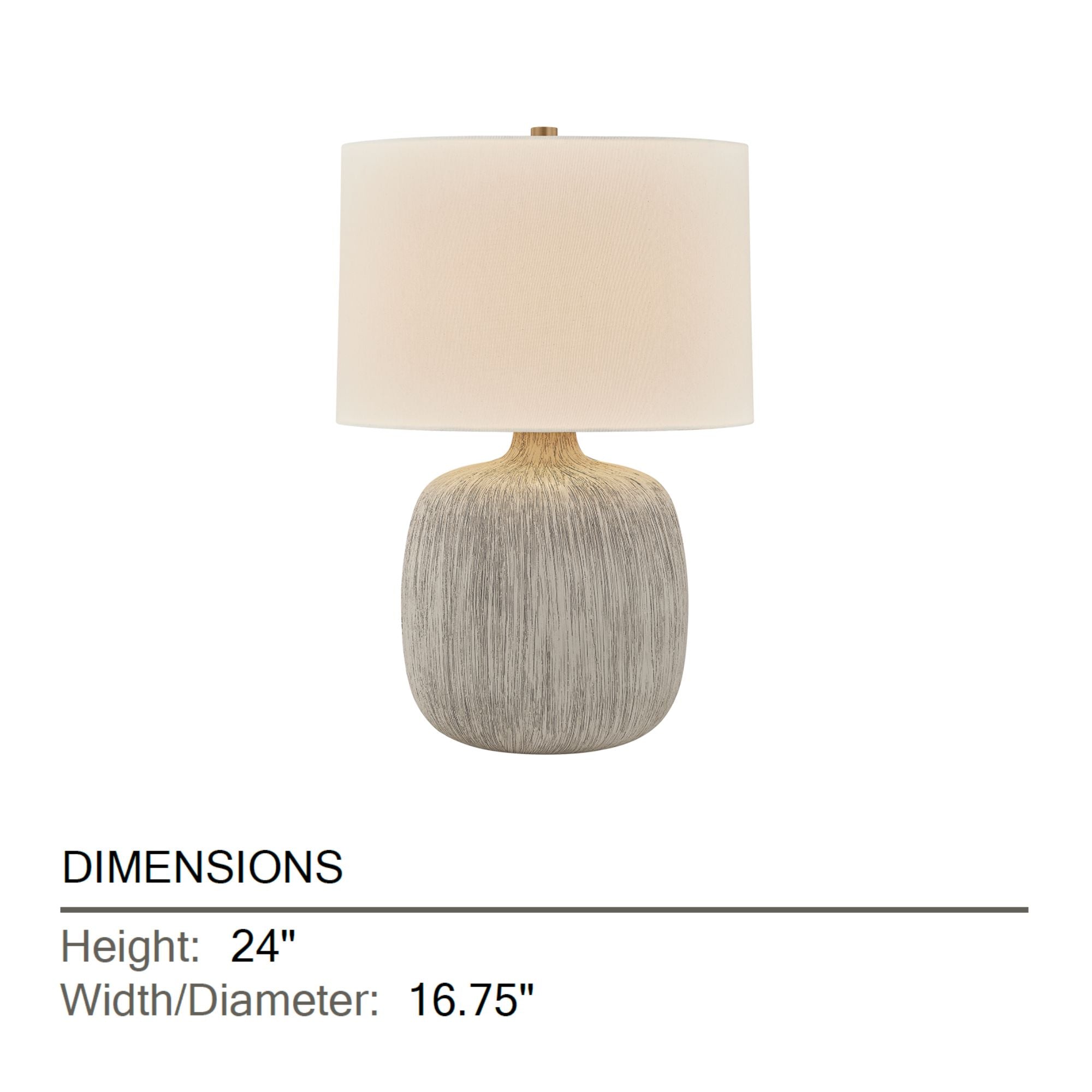 Keagan 24 in. Table Lamp, Patina Brass with Ceramic Stria Wheat & Off-White Linen Shade
