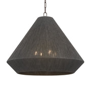 Keats 24.75 in. 4-Light Pendant, Bronze with Natural Woven Shade