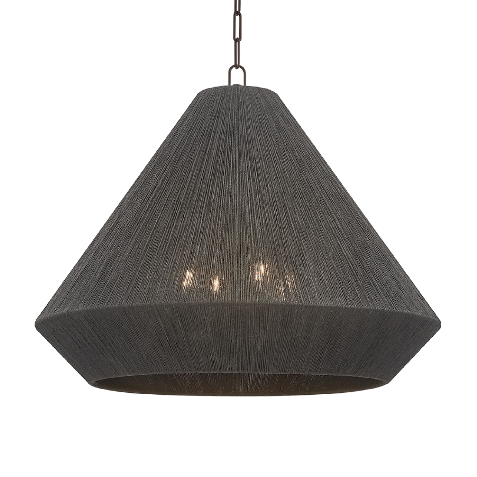 Keats 24.75 in. 4-Light Pendant, Bronze with Natural Woven Shade