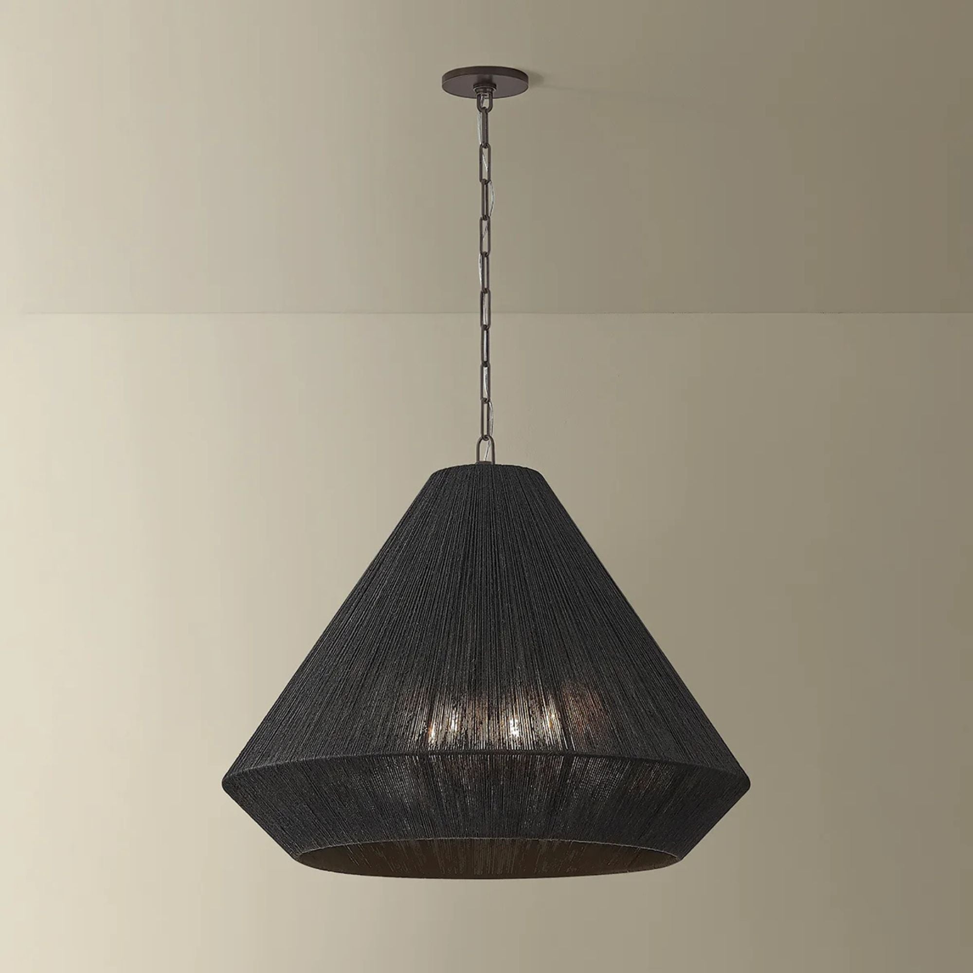 Keats 24.75 in. 4-Light Pendant, Bronze with Natural Woven Shade