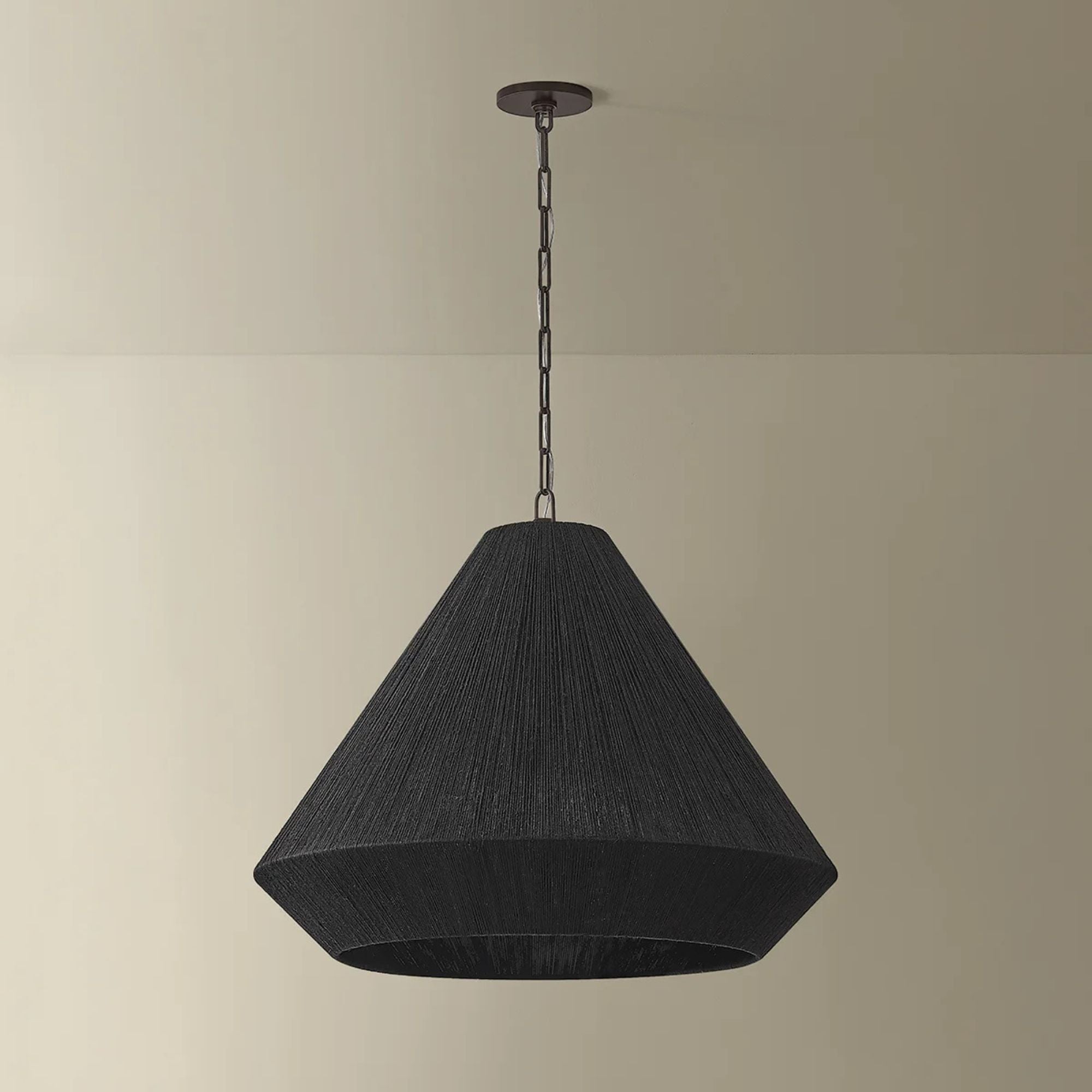 Keats 24.75 in. 4-Light Pendant, Bronze with Natural Woven Shade