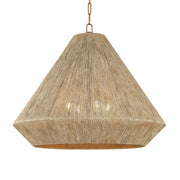 Keats 30 in. 4-Light Pendant, Patina Brass with Fabric Shade