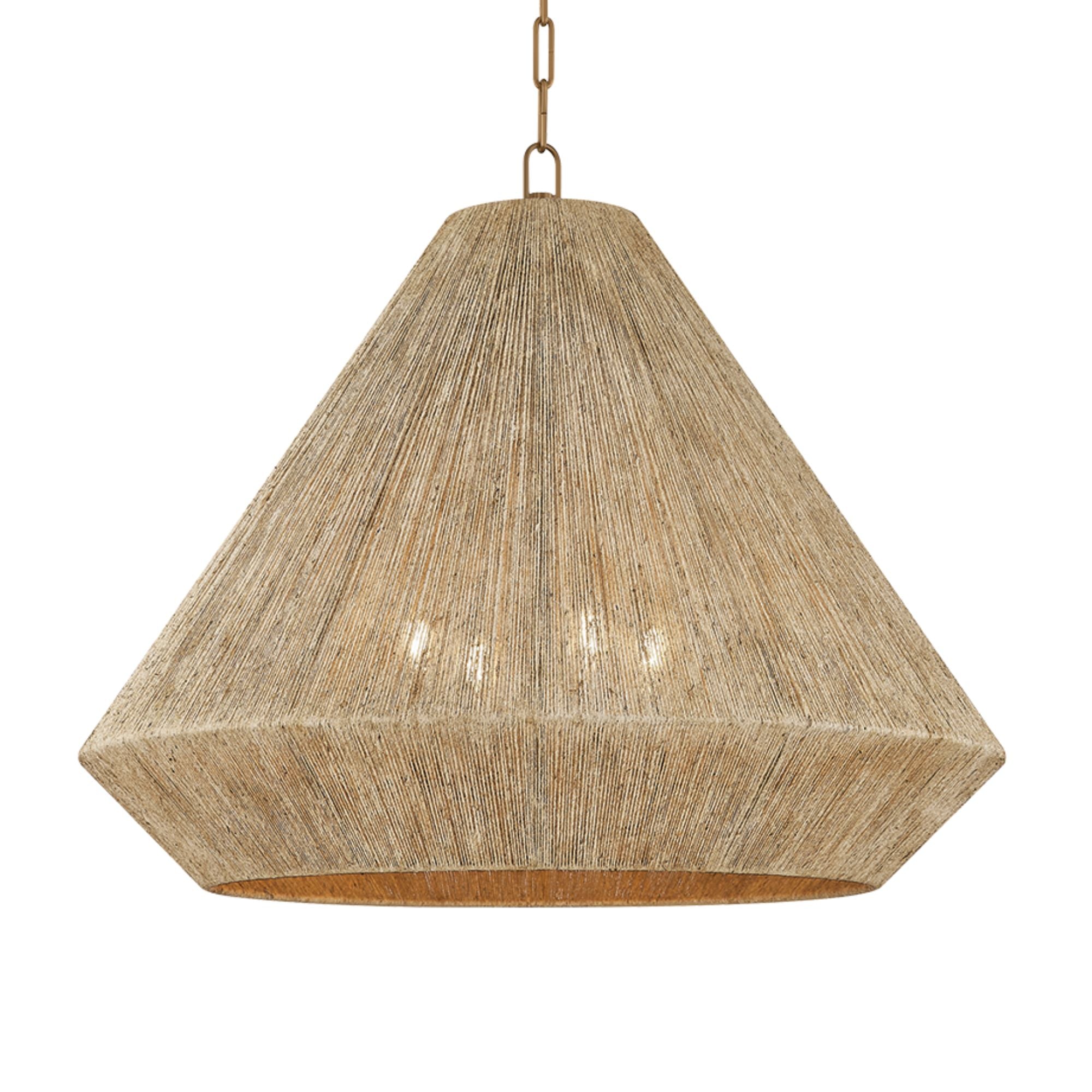 Keats 30 in. 4-Light Pendant, Patina Brass with Fabric Shade
