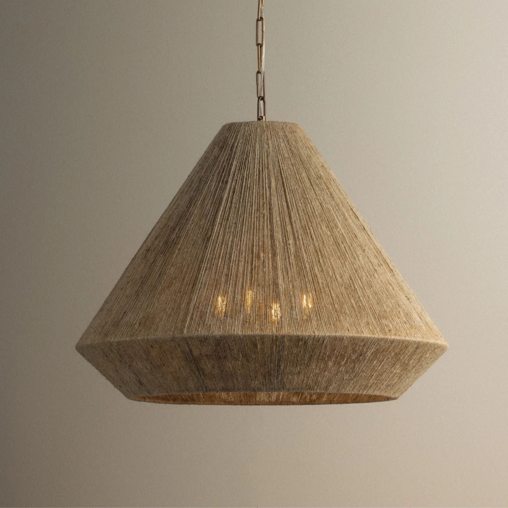 Keats 30 in. 4-Light Pendant, Patina Brass with Fabric Shade