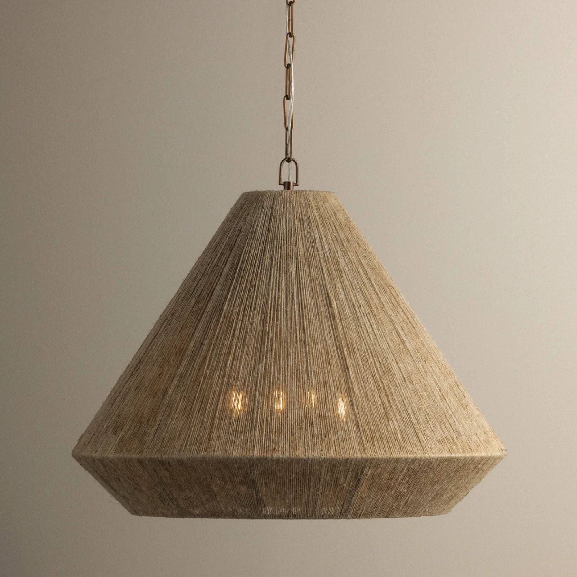Keats 30 in. 4-Light Pendant, Patina Brass with Fabric Shade