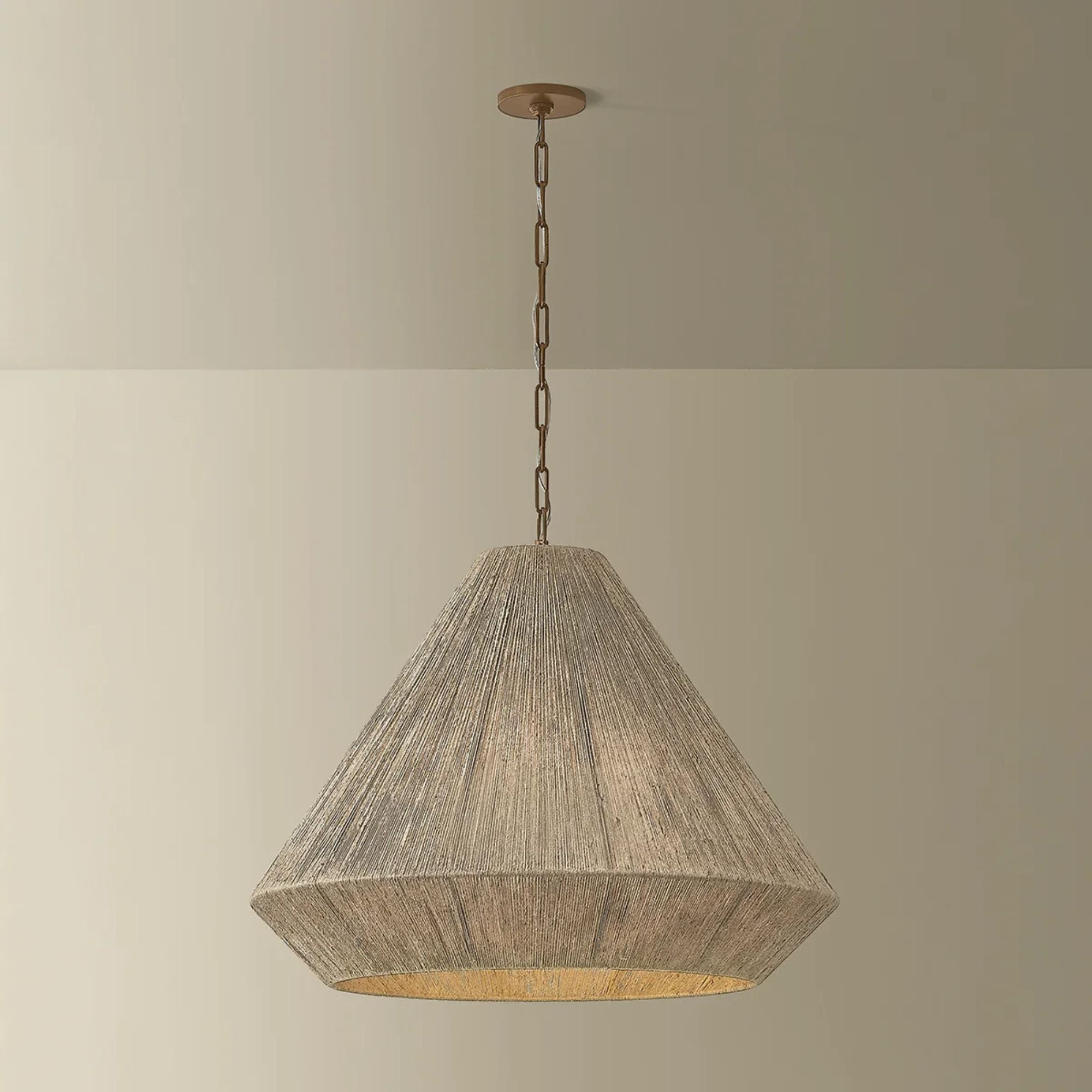 Keats 30 in. 4-Light Pendant, Patina Brass with Fabric Shade