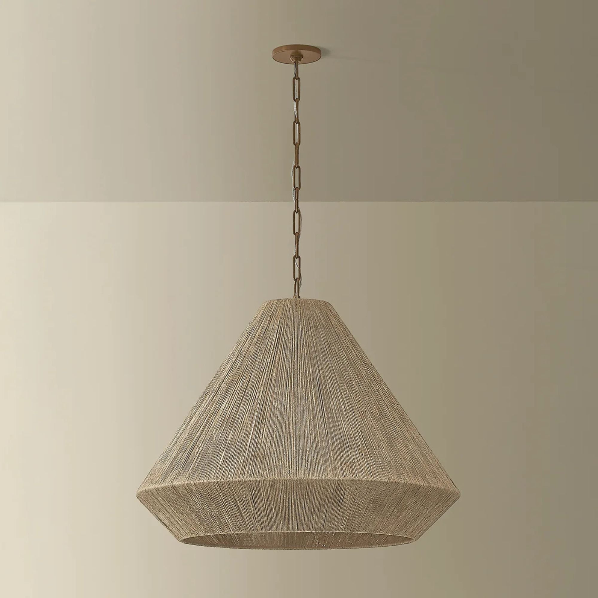 Keats 30 in. 4-Light Pendant, Patina Brass with Fabric Shade