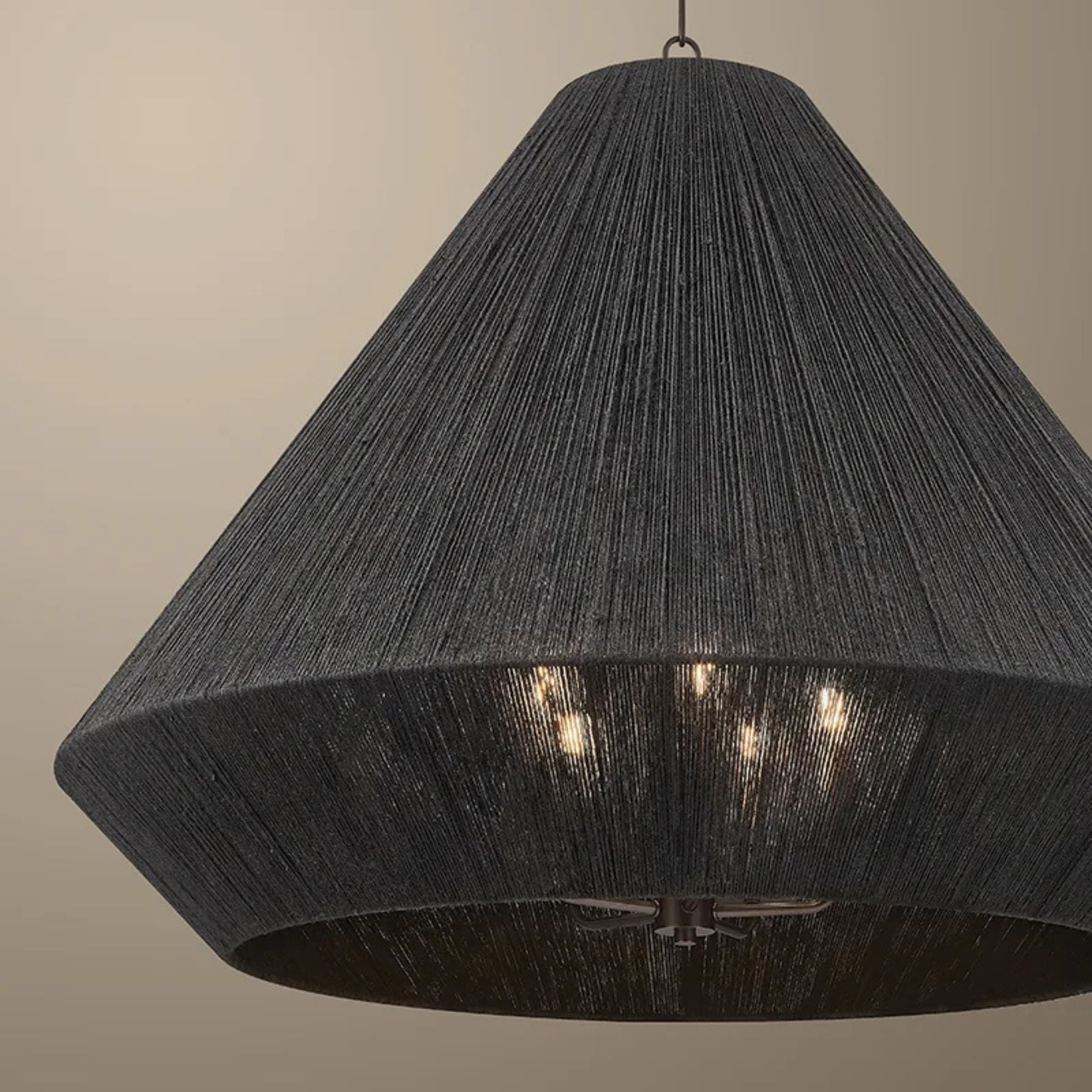 Keats 31.5 in. 5-Light Pendant, Bronze with Natural Woven Shade