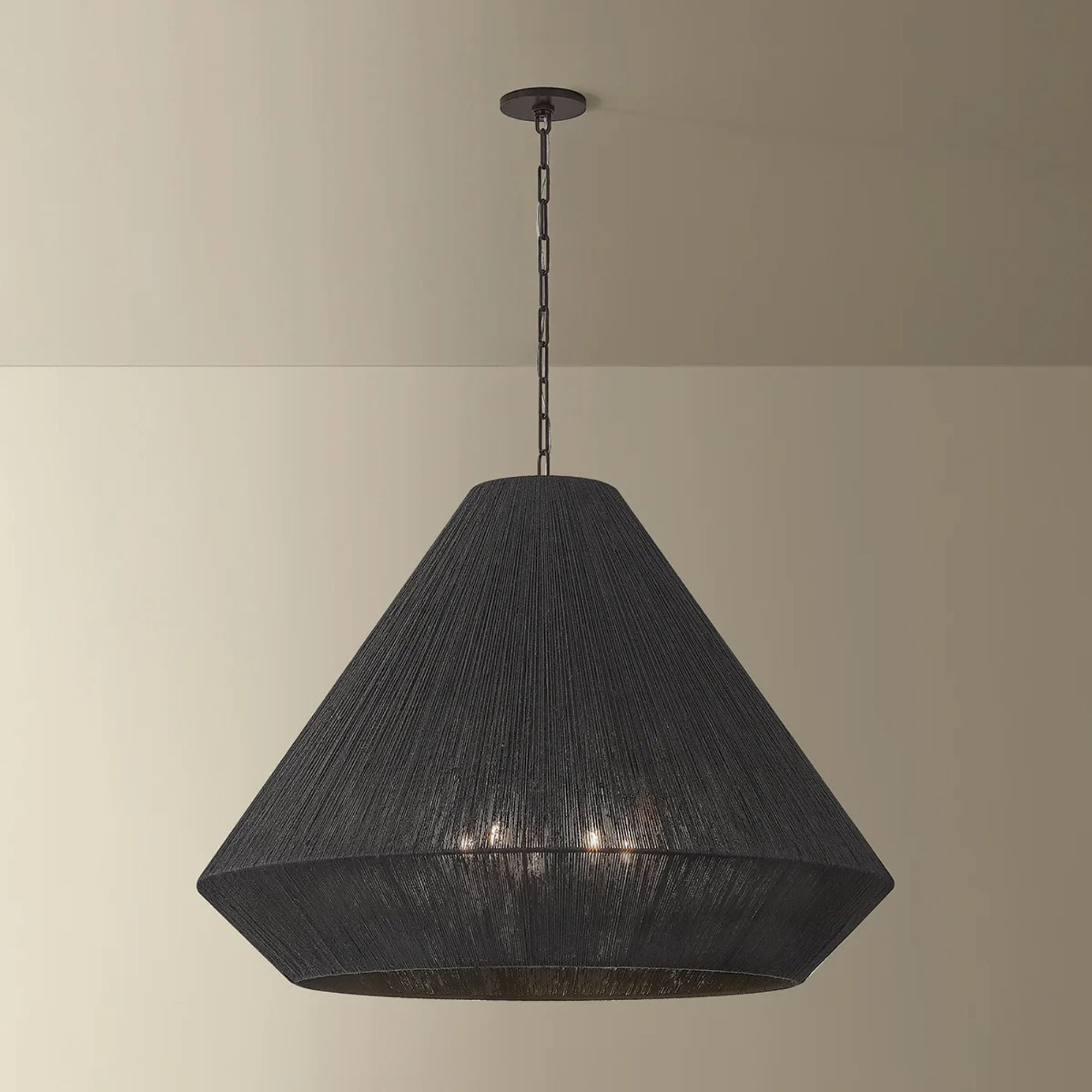 Keats 31.5 in. 5-Light Pendant, Bronze with Natural Woven Shade