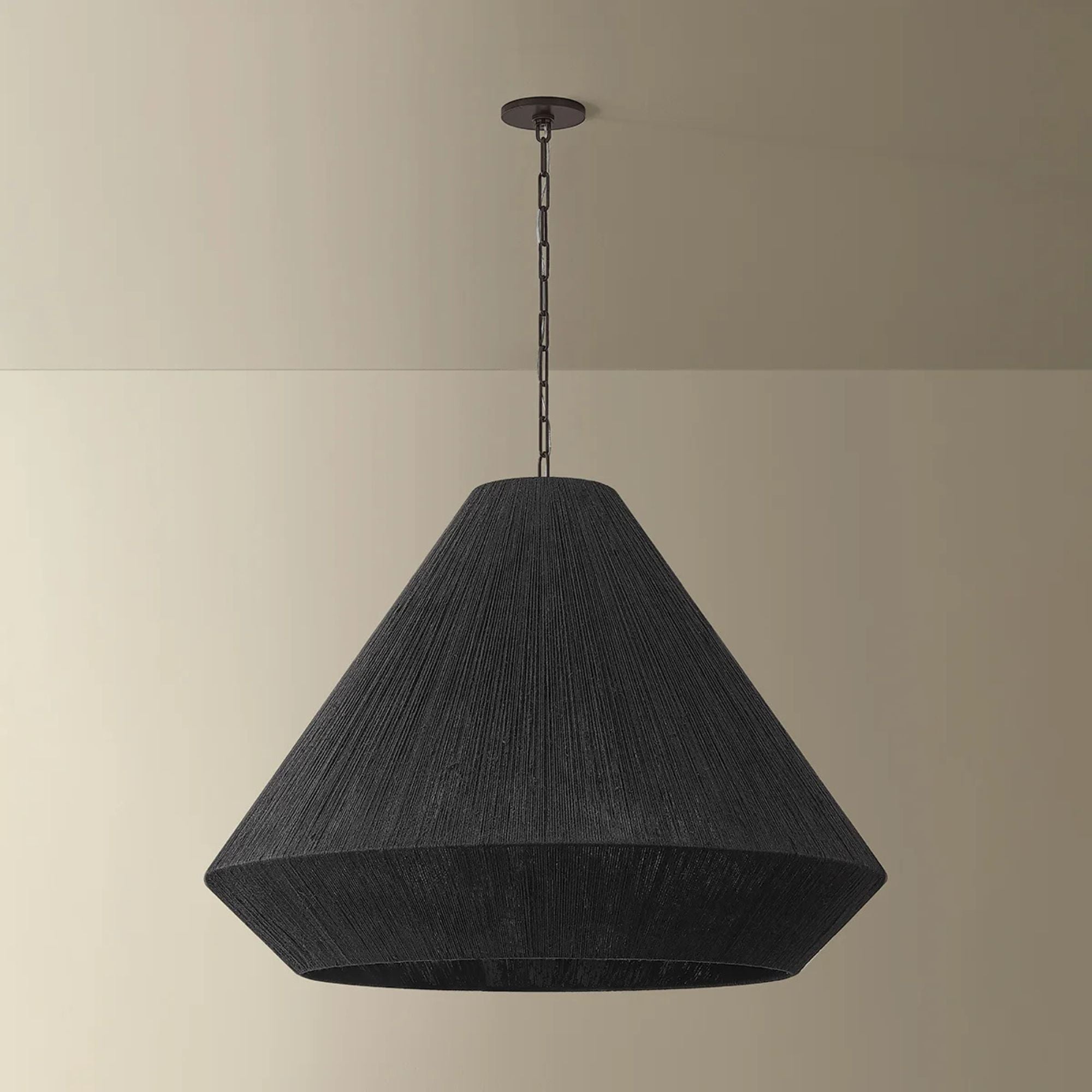 Keats 31.5 in. 5-Light Pendant, Bronze with Natural Woven Shade