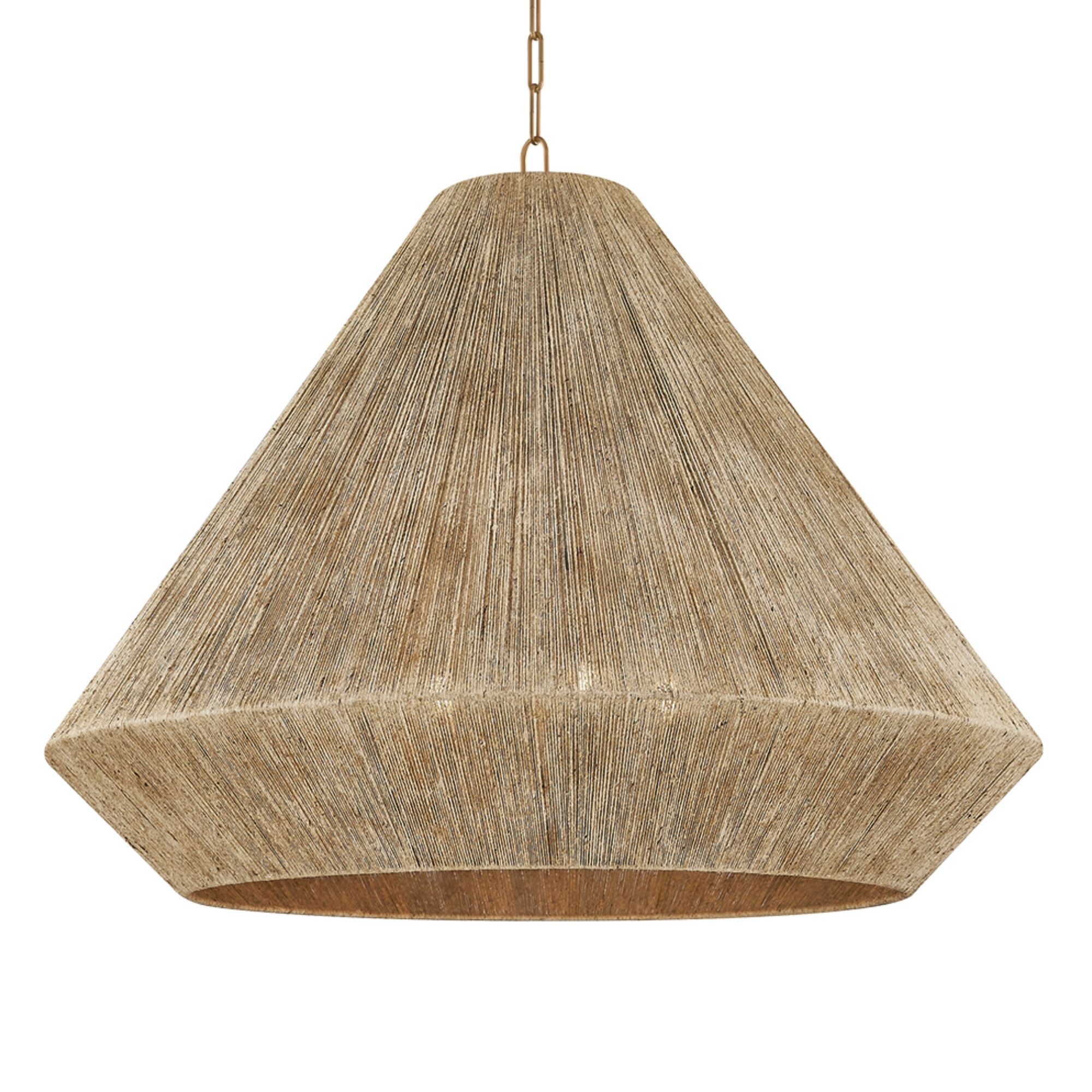 Keats 31.5 in. 5-Light Pendant, Patina Brass with Natural Woven Shade