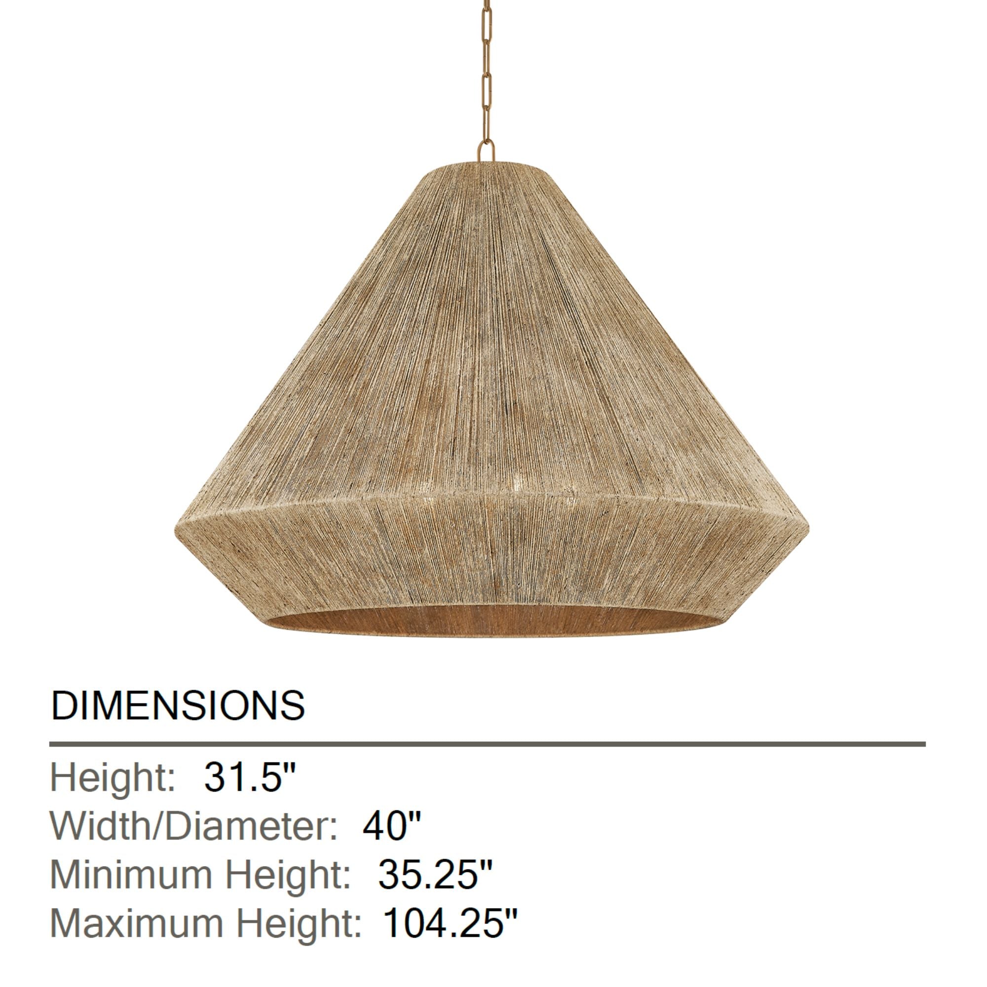 Keats 31.5 in. 5-Light Pendant, Patina Brass with Natural Woven Shade