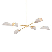 Ken 60 in. 6-Light Chandelier, Vintage Gold Leaf with Natural Woven Coconut Fiber Shades