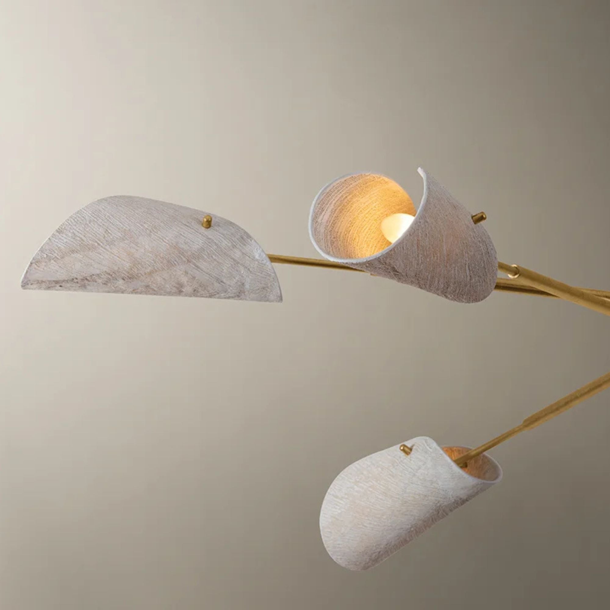 Ken 60 in. 6-Light Chandelier, Vintage Gold Leaf with Natural Woven Coconut Fiber Shades