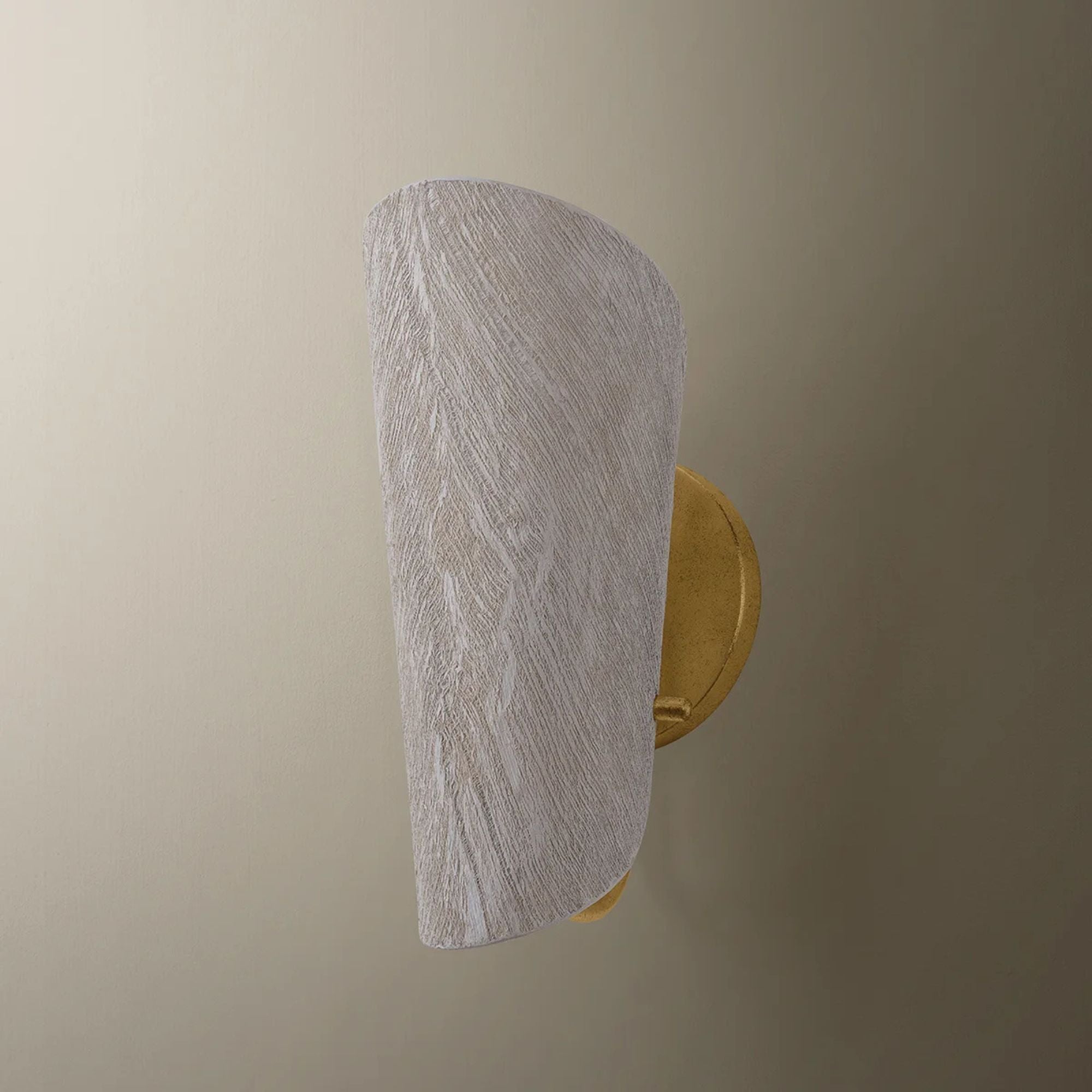 Ken 12 in. Wall Sconce, Vintage Gold Leaf with Natural Woven Coconut Fiber Shade