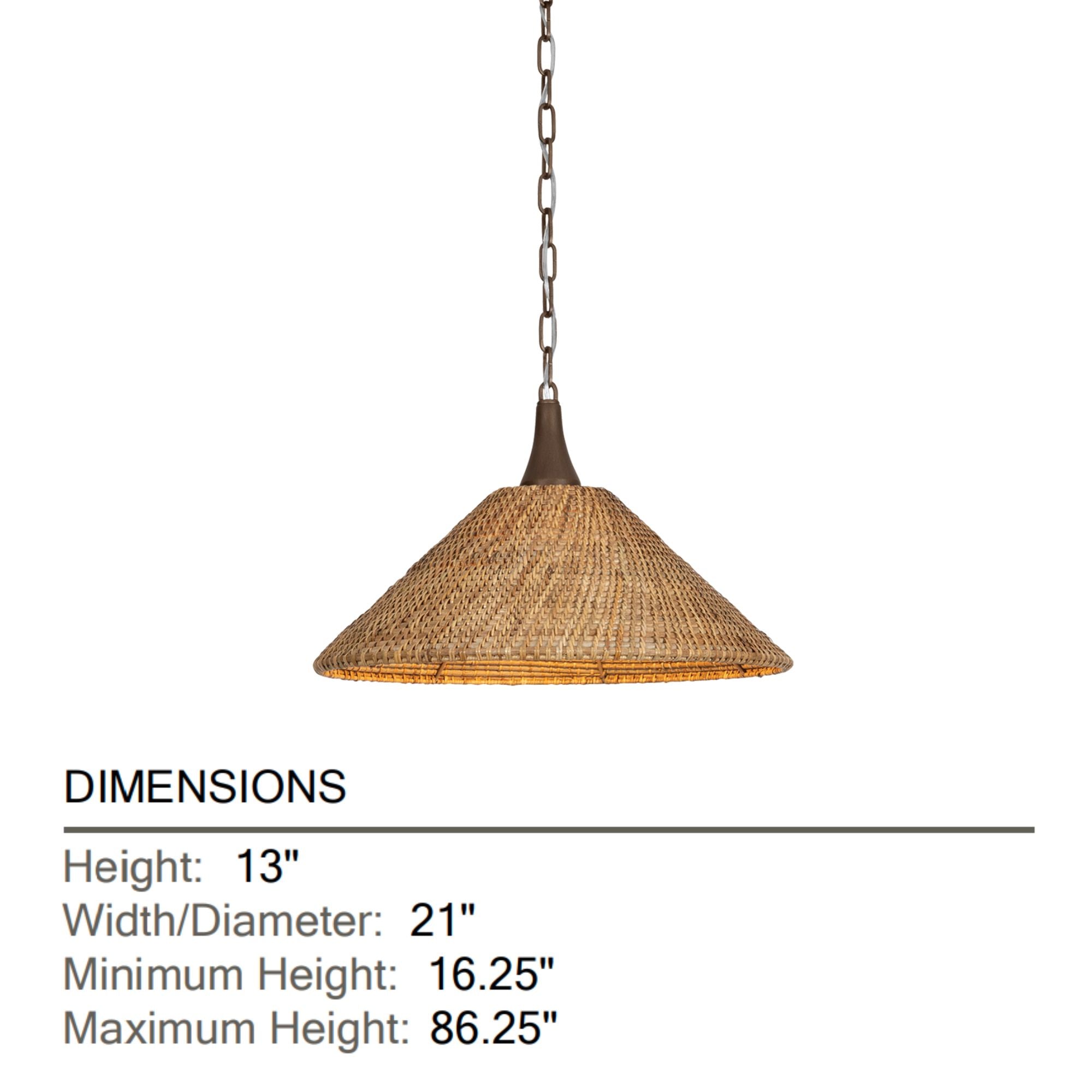 Kenzo 21" Pendant, Bronze Leaf Finish
