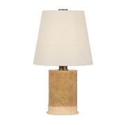 Kerwin 28 in. Table Lamp, Bronze Leaf with Ceramic Caramel Bisque & Natural Linen Shade
