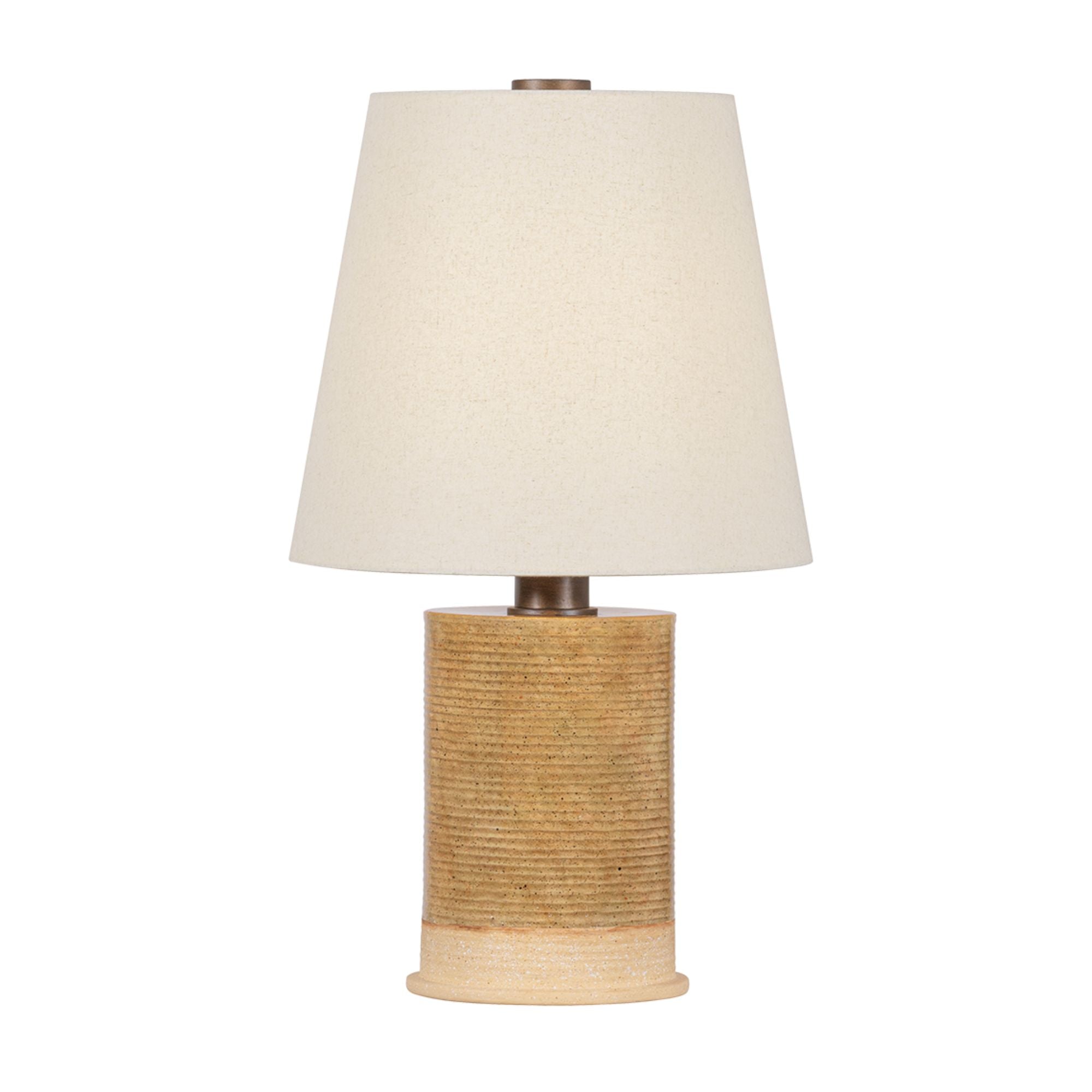 Kerwin 28 in. Table Lamp, Bronze Leaf with Ceramic Caramel Bisque & Natural Linen Shade