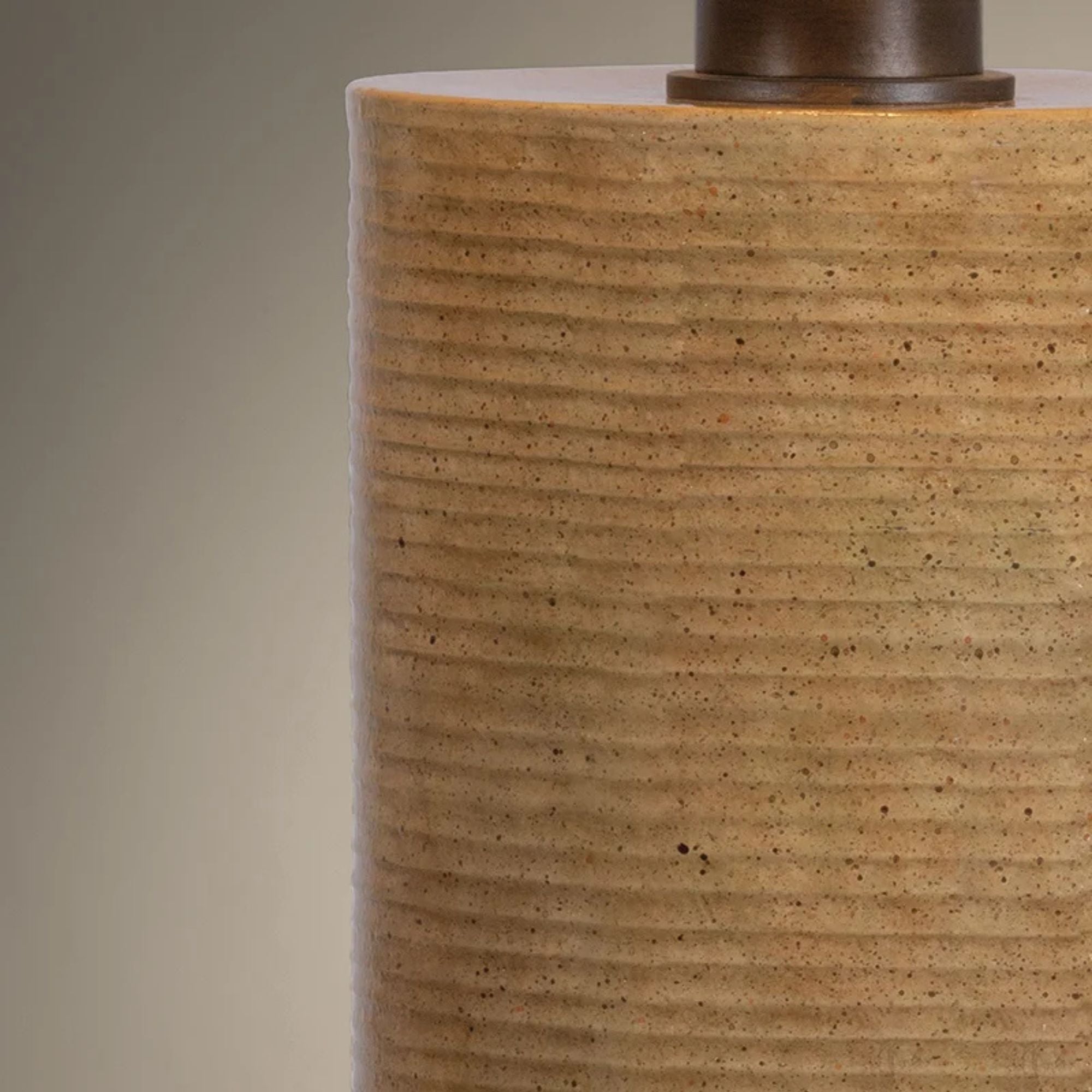 Kerwin 28 in. Table Lamp, Bronze Leaf with Ceramic Caramel Bisque & Natural Linen Shade
