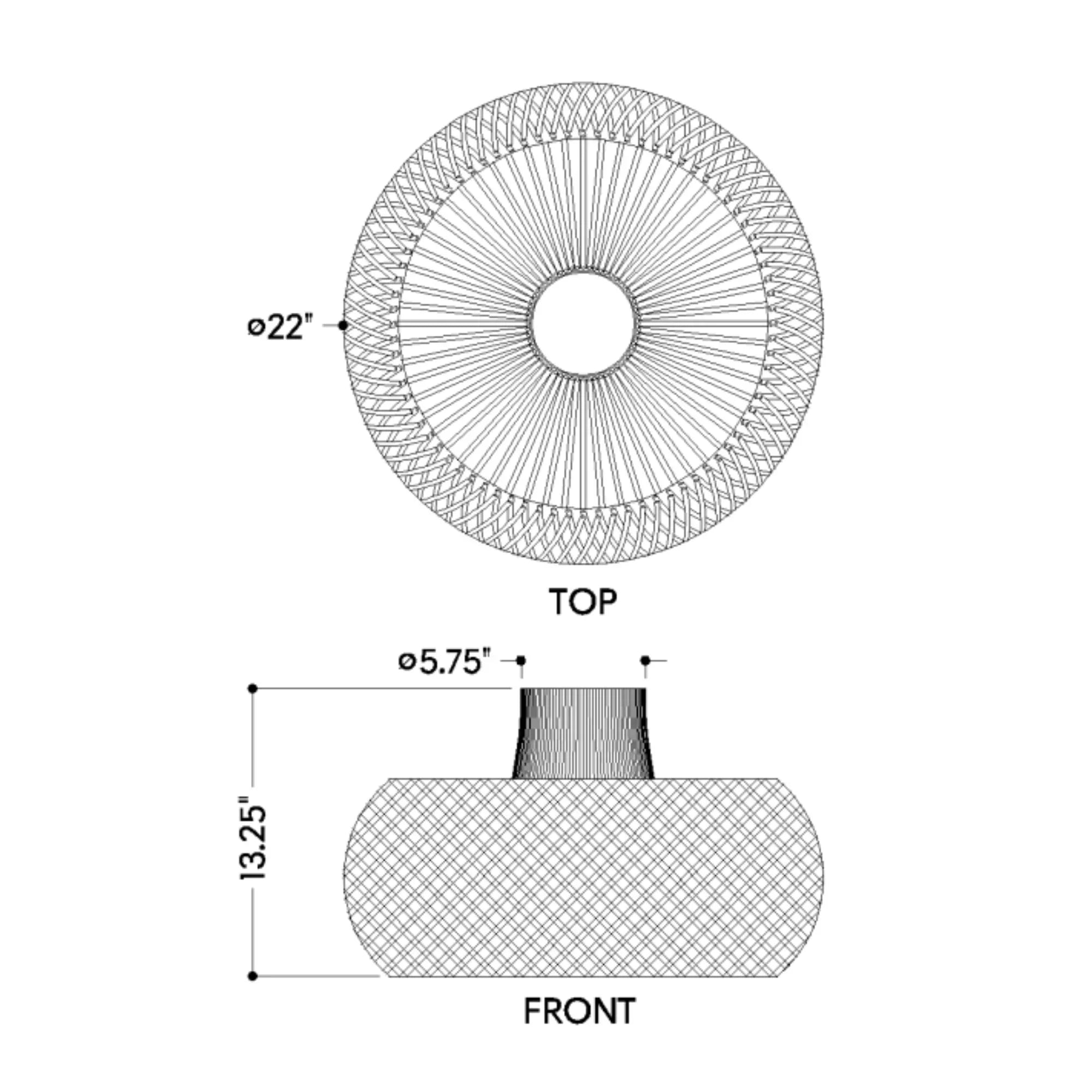 Kylo 22" Semi Flush Mount, Patina Brass Finish