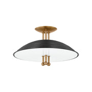 Larkin 16" 3-Light Semi Flush Mount, Patina Brass/Soft Black Finish